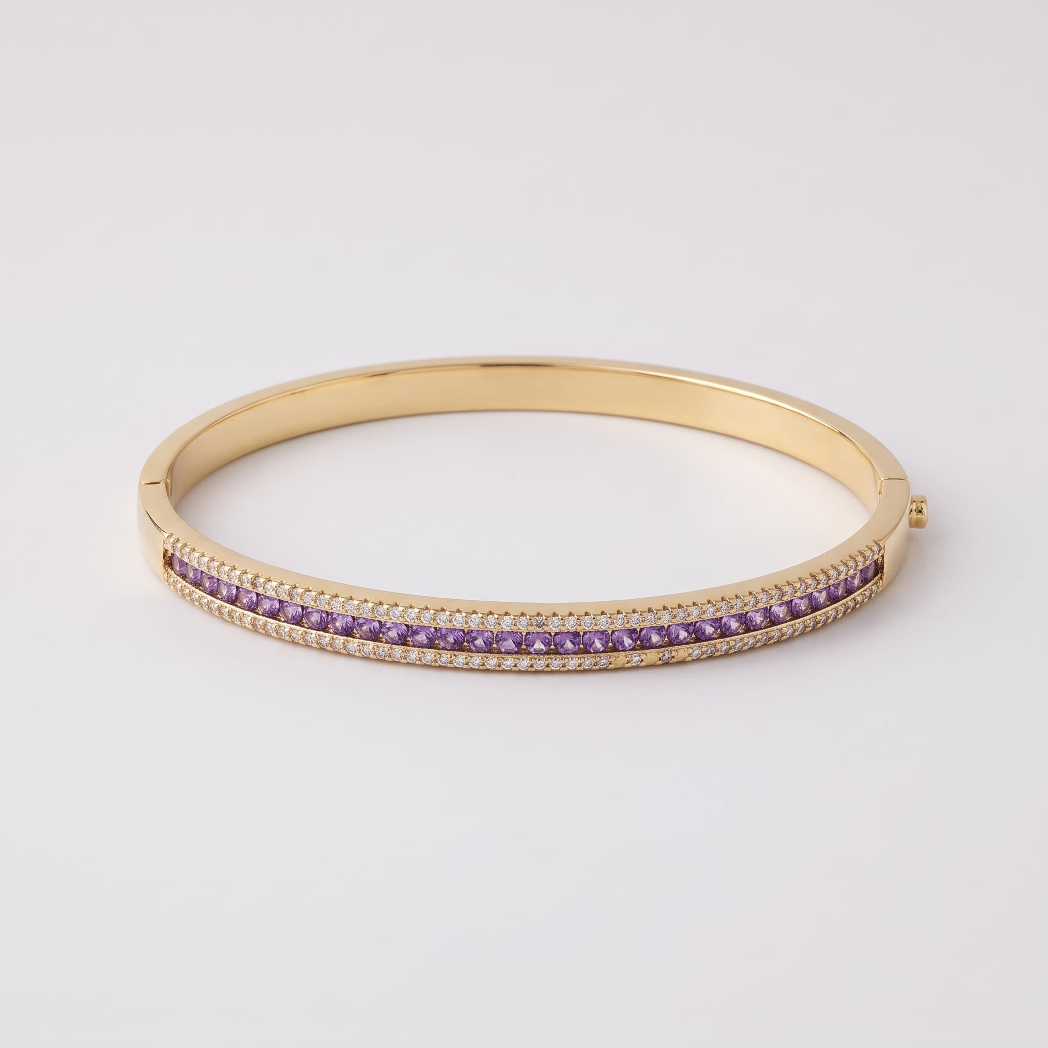 purple stone slim gold bangle