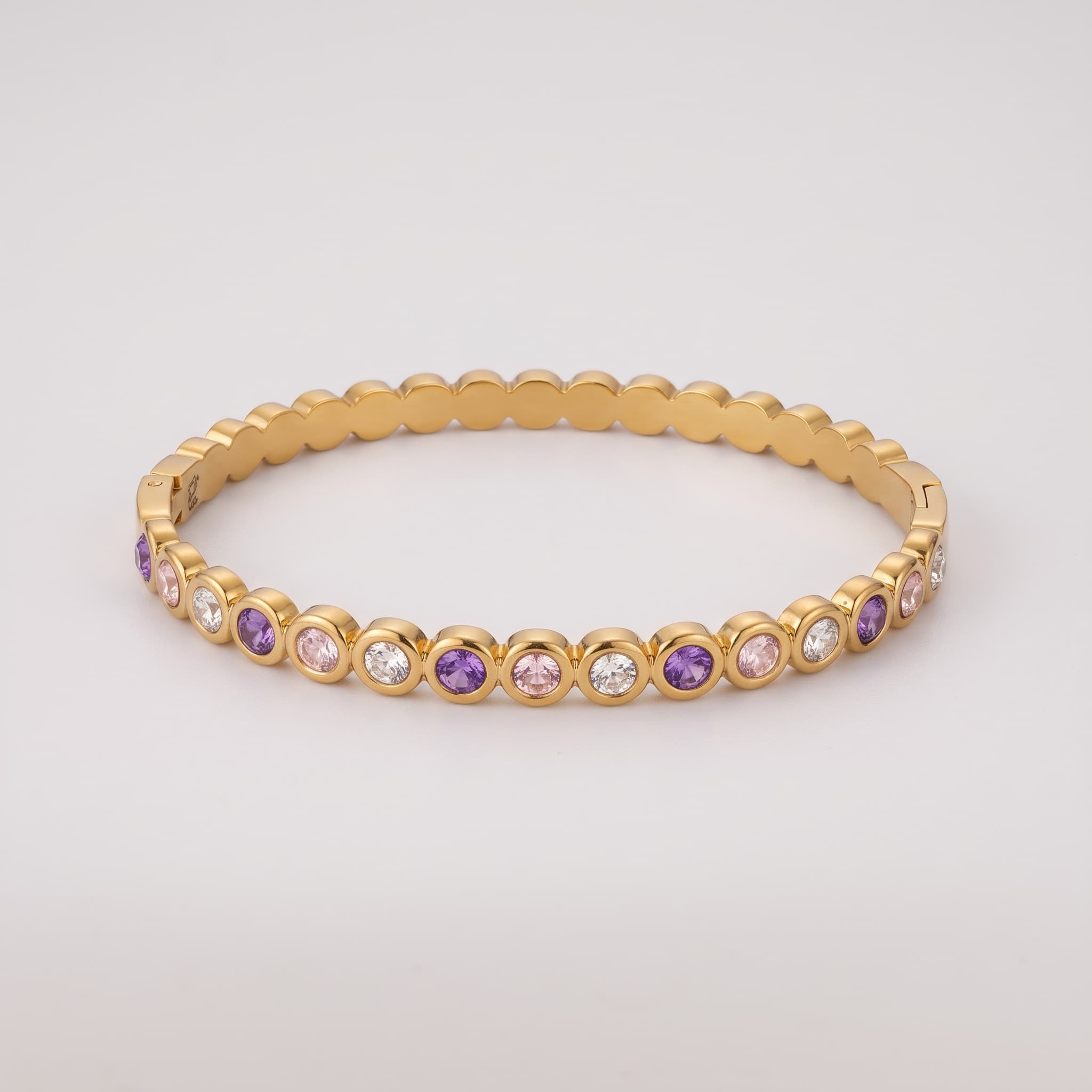multicolour stone gold bangle (Purple Tone)