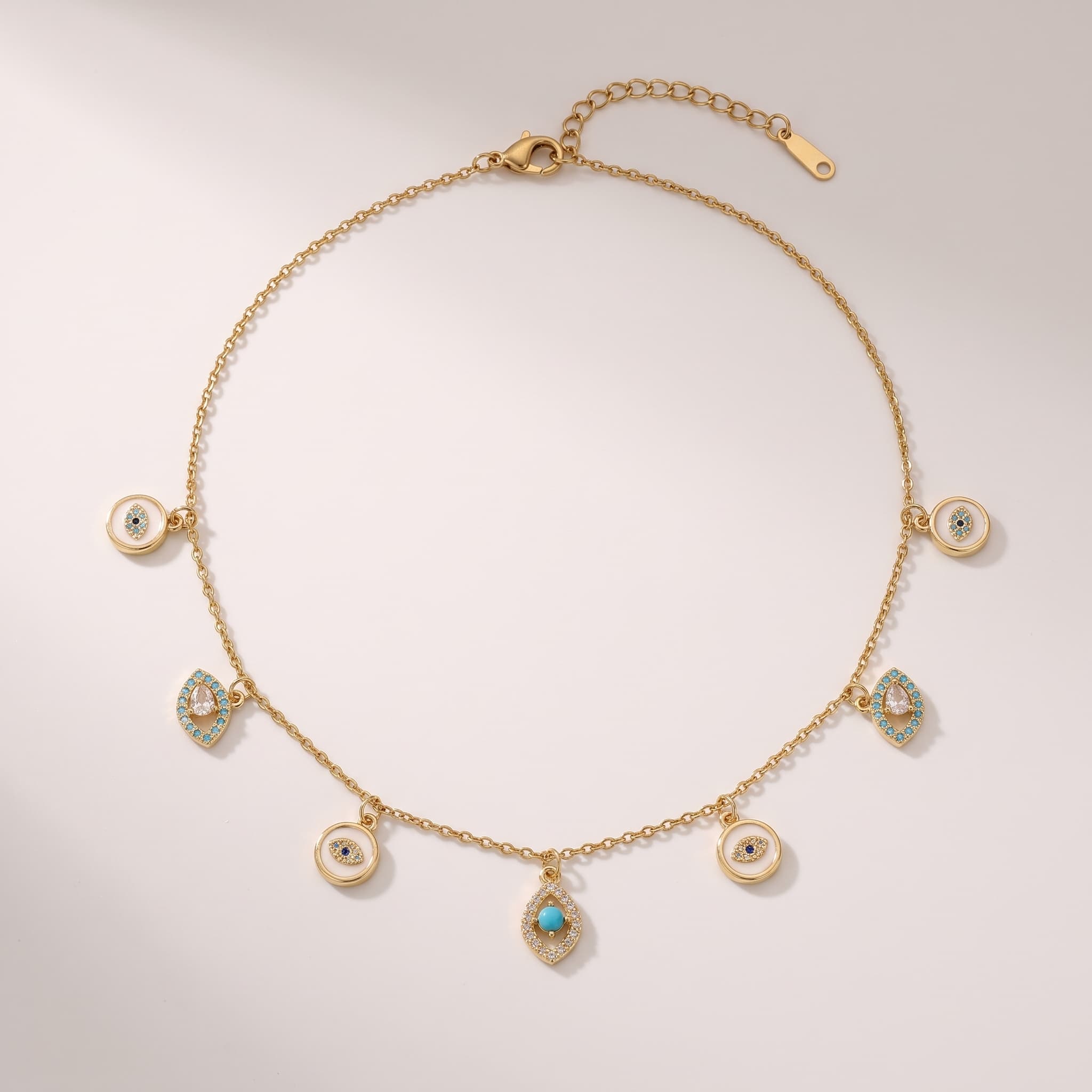 dainty evil eye charm necklace
