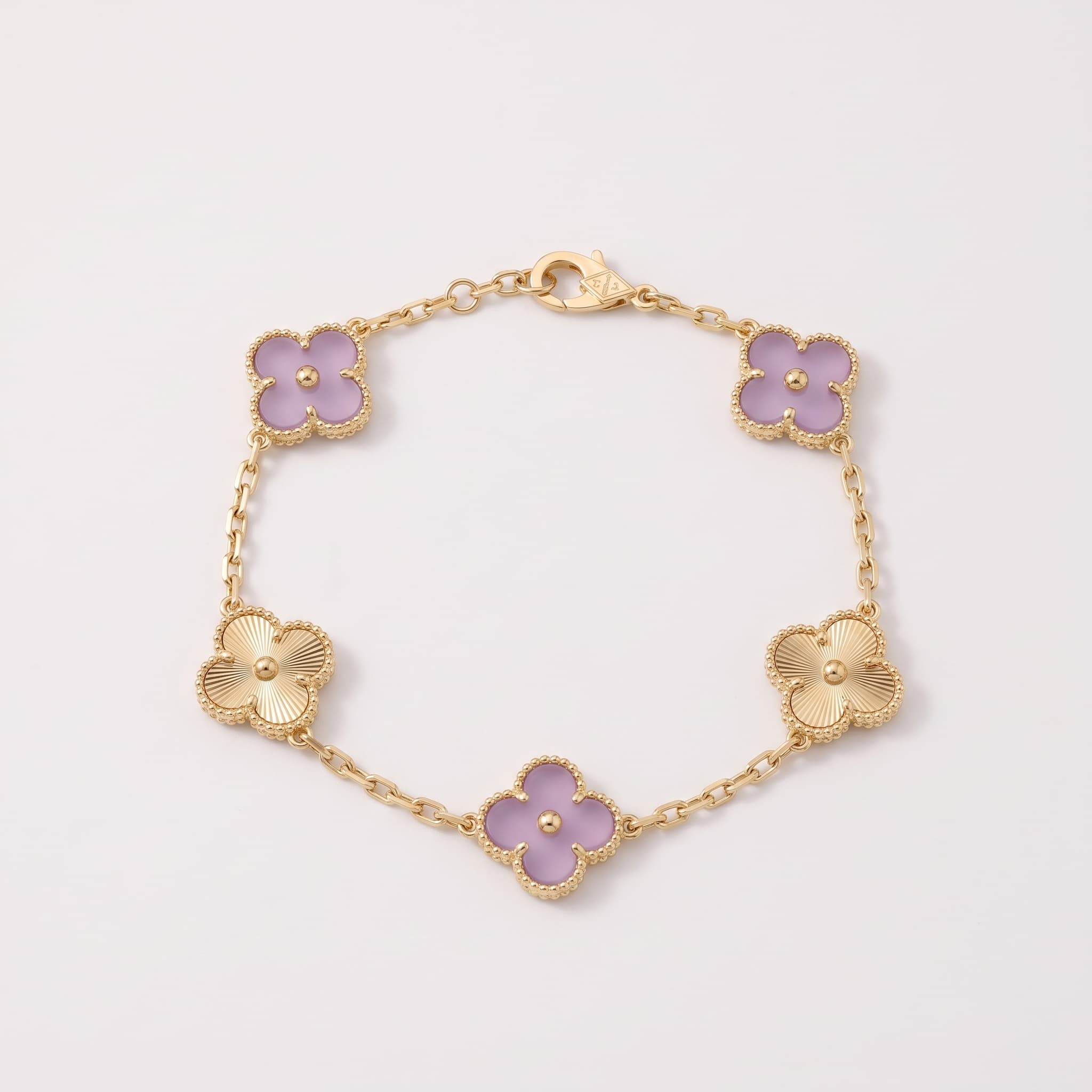 lilac clover gold charm bracelet