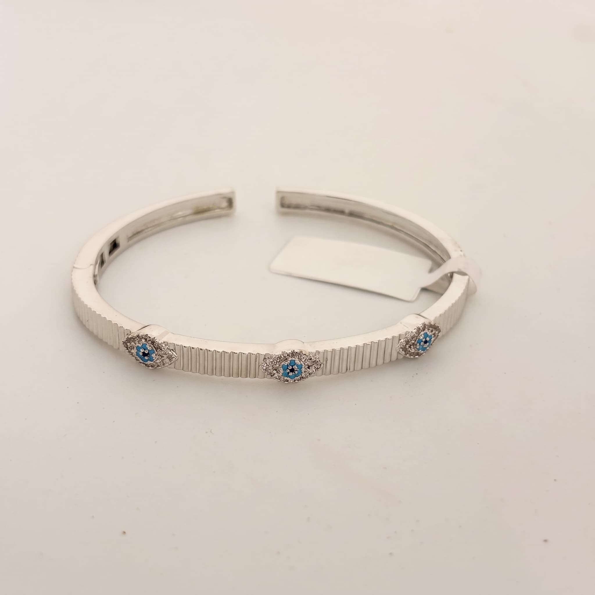 silver evil eye cuff bracelet