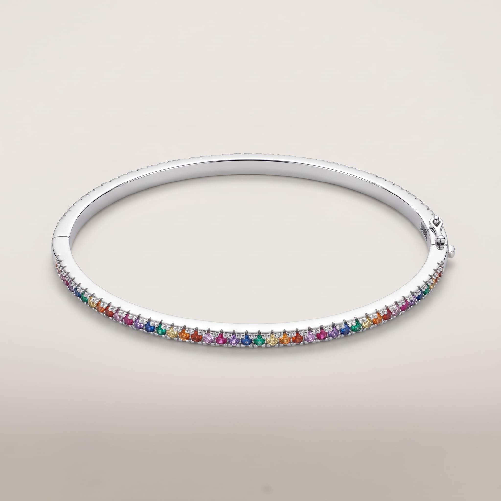 multicolour stone hinged bangle