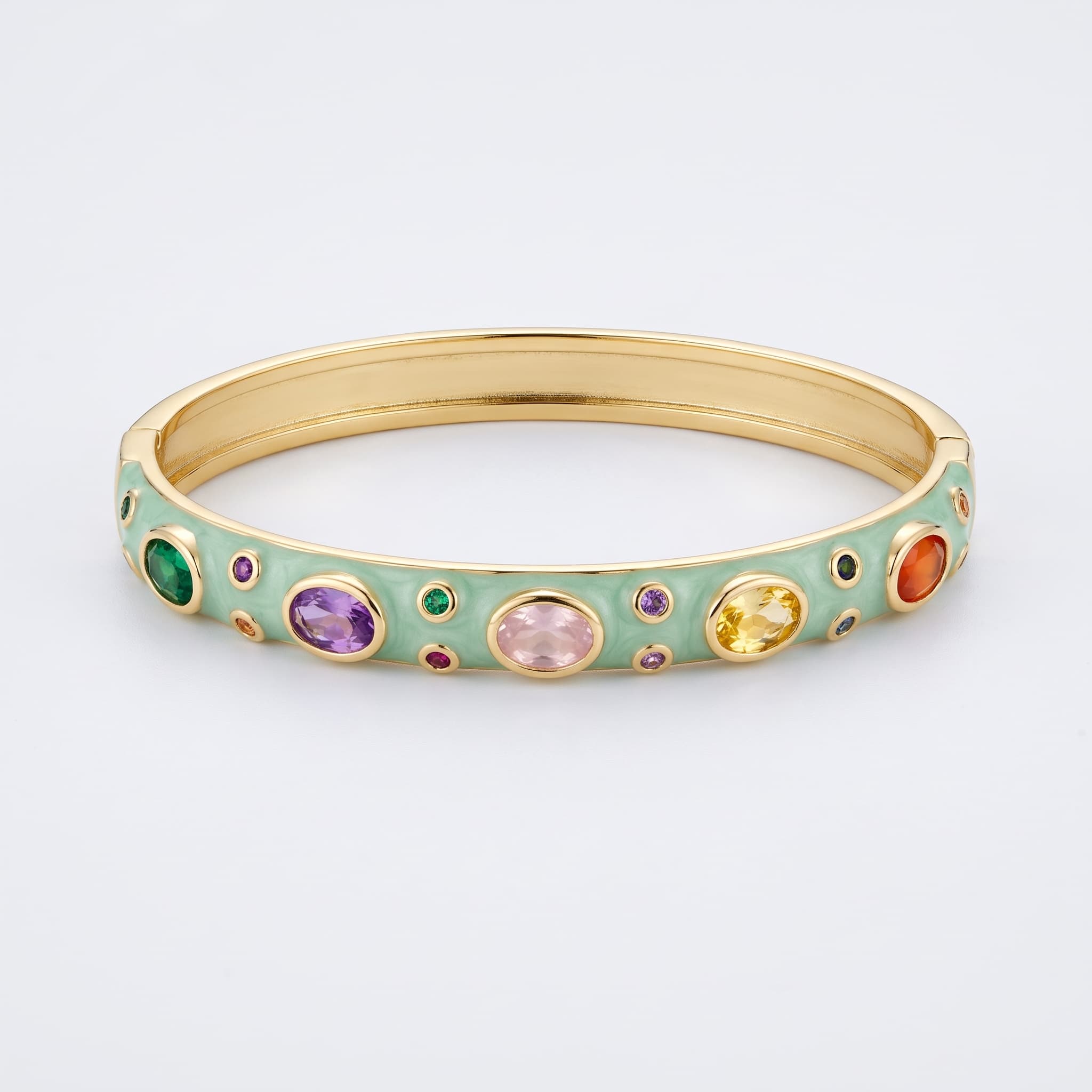 mint green multi-stone bangle