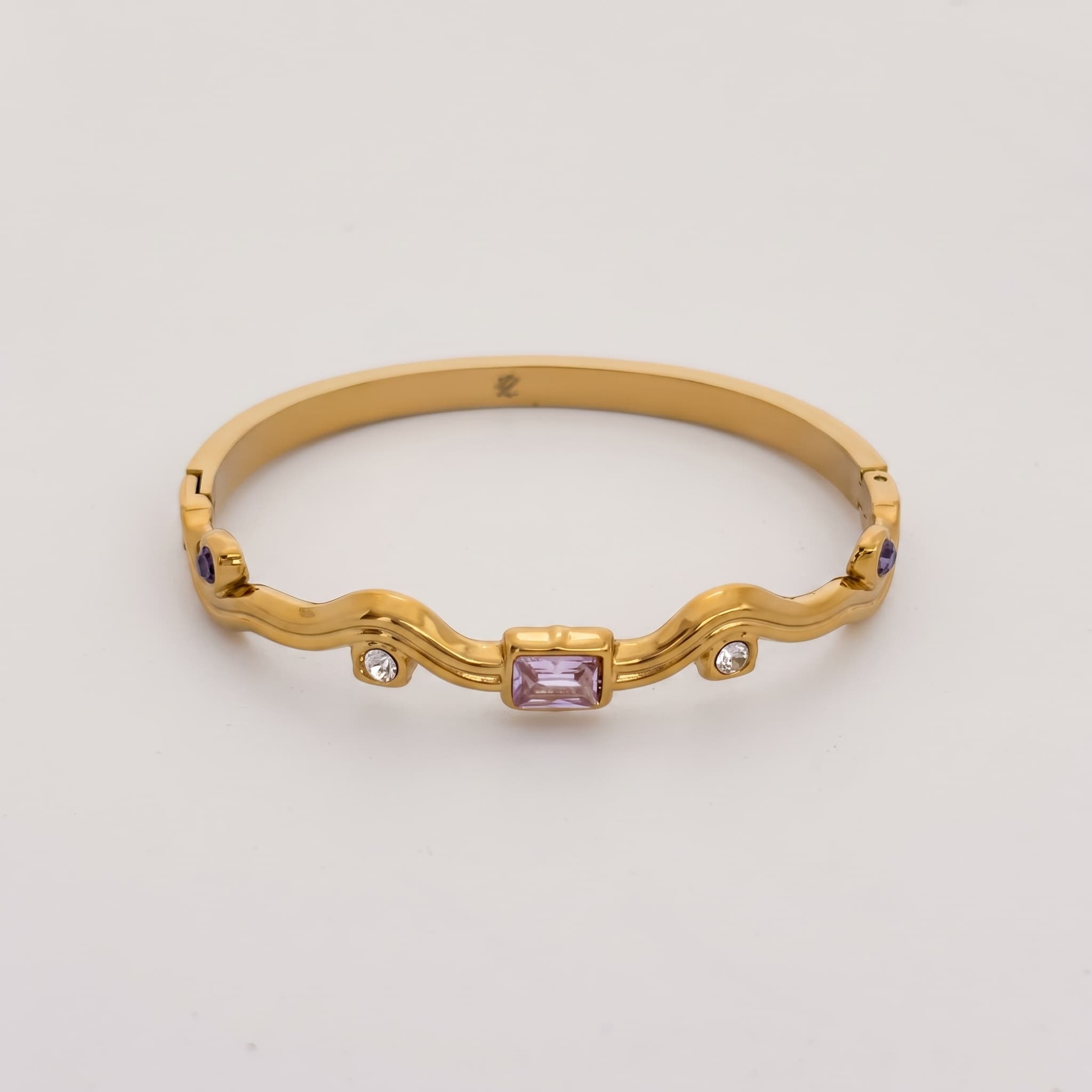 wavy gold stone bangle (Thin Wrist)