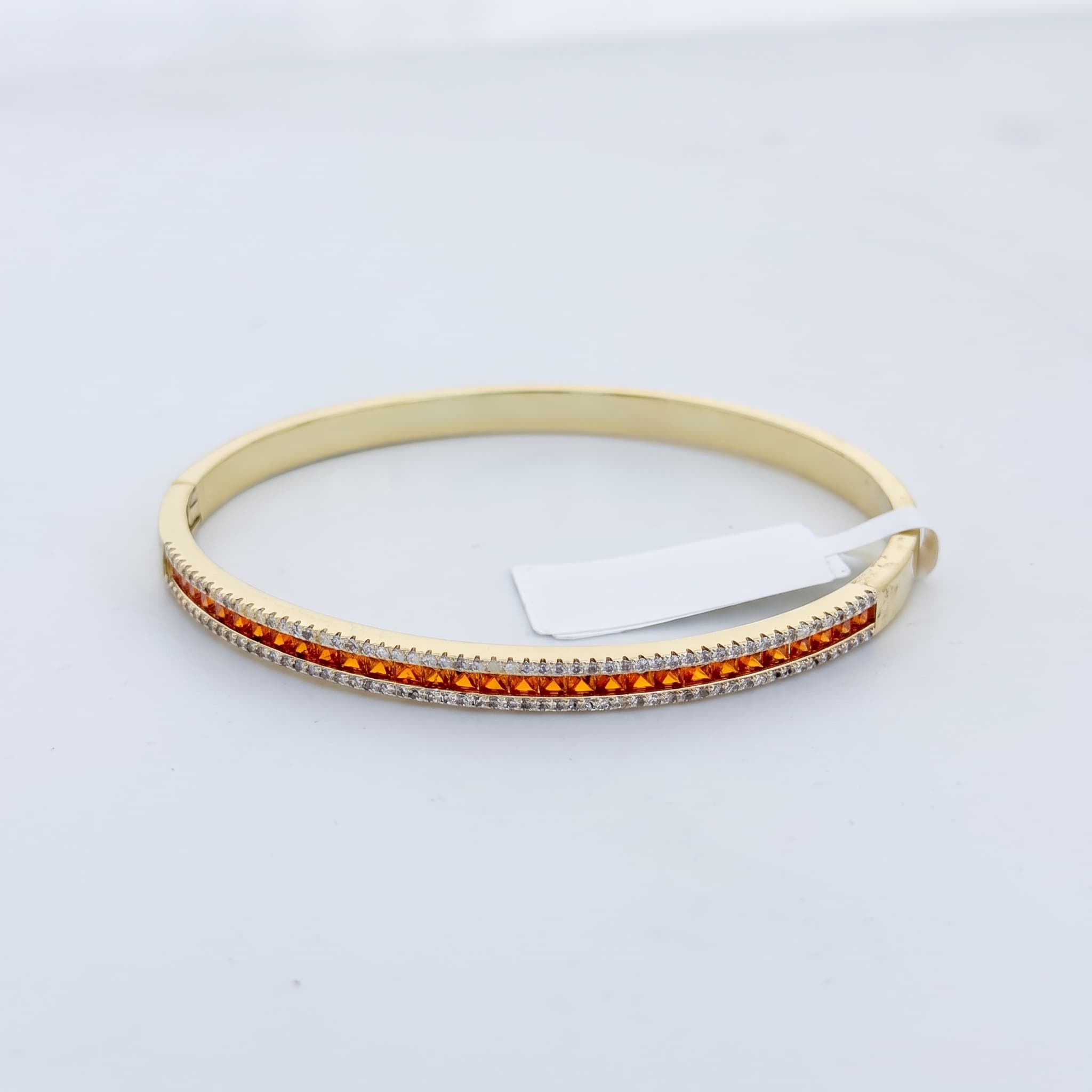 orange stone paved hinge bangle