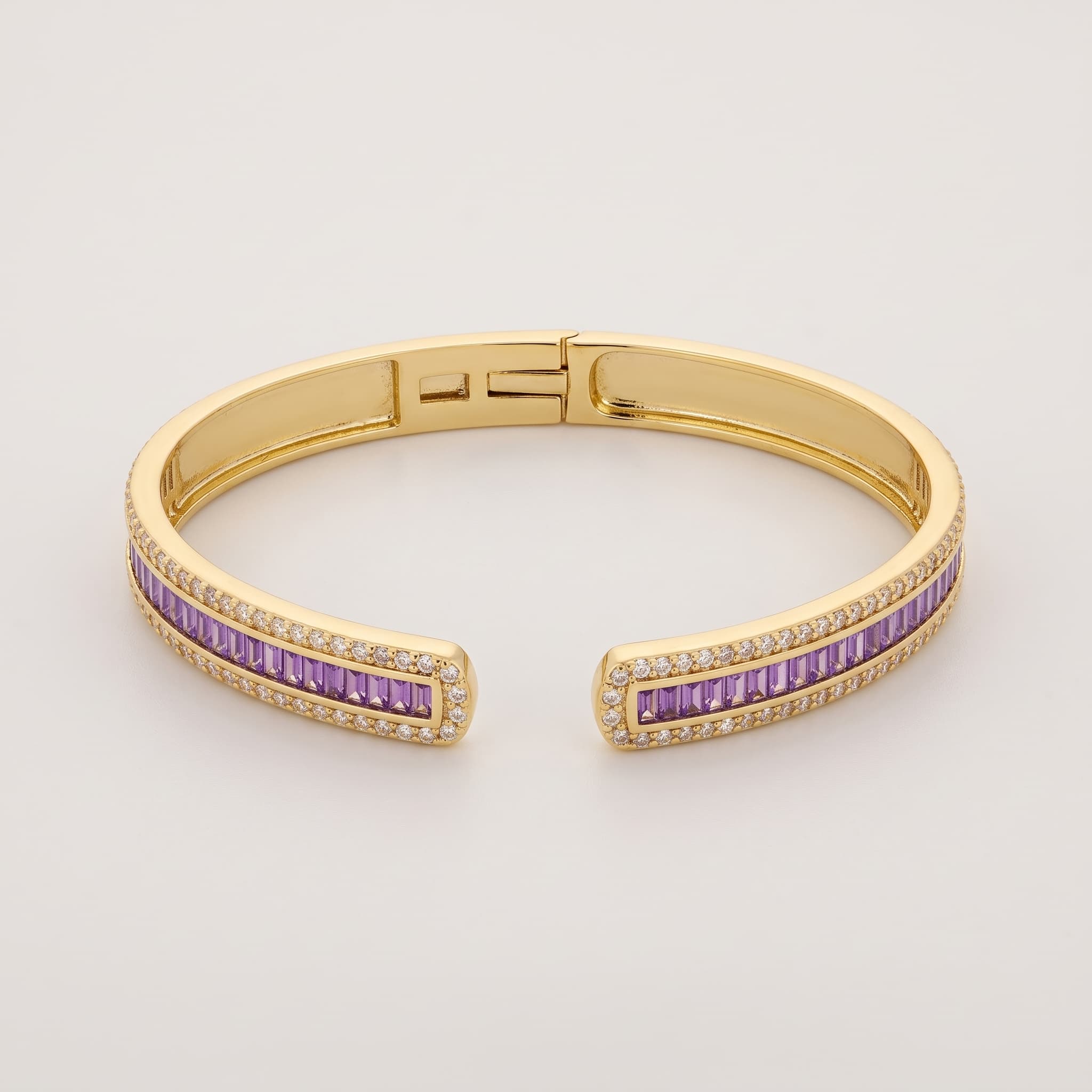 Front open purple stone hinged cuff
