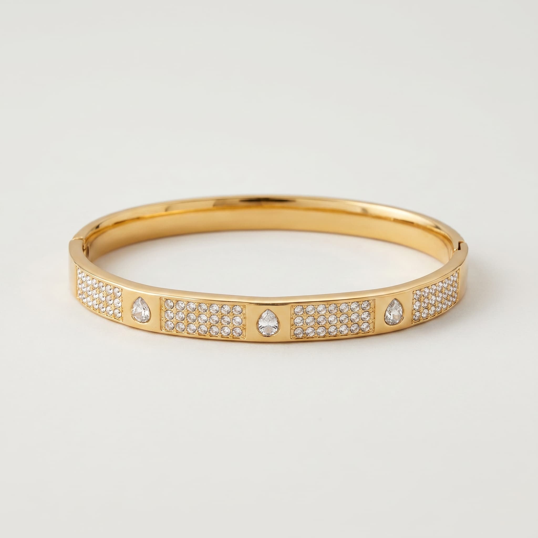 crystal studded gold bangle