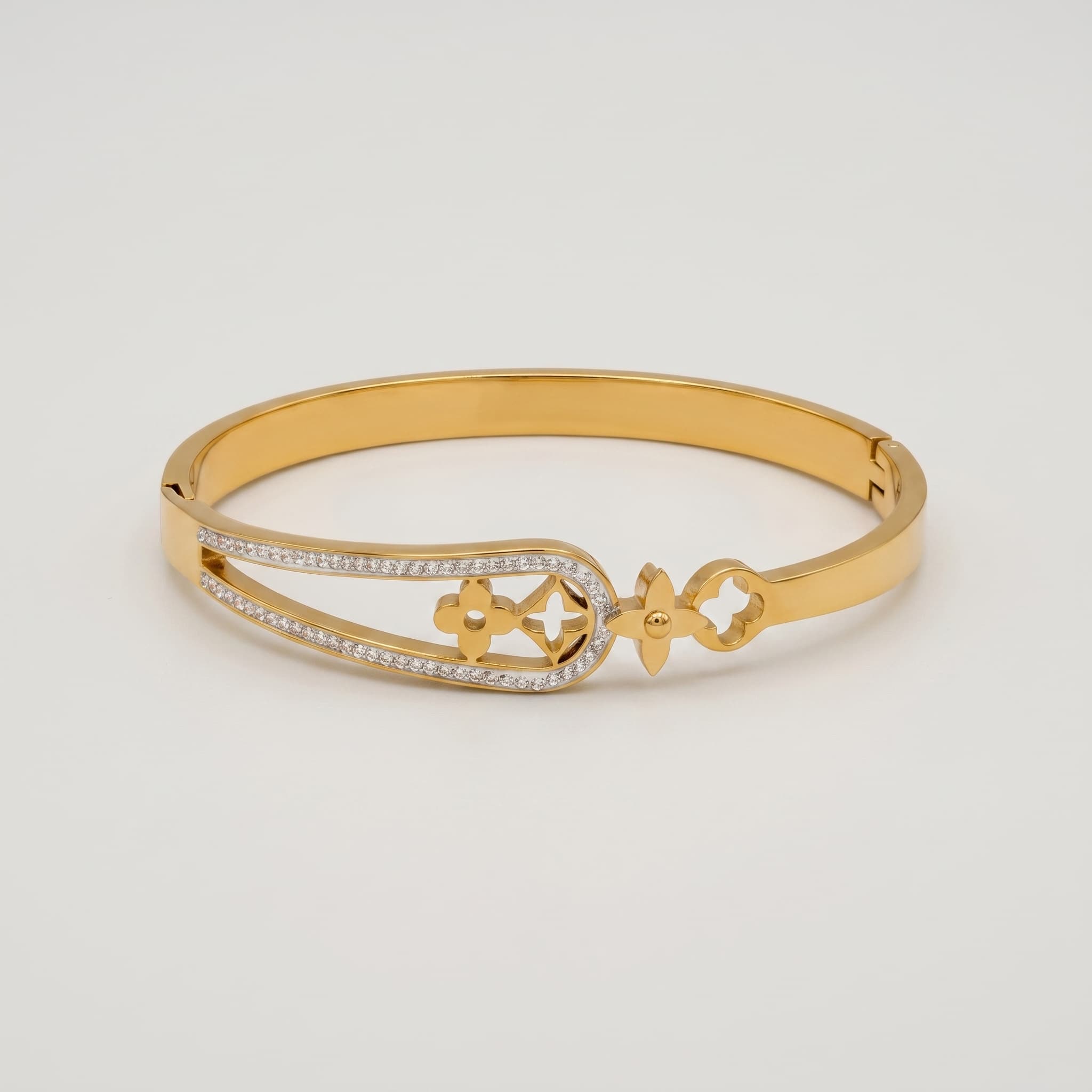 golden clover hinge bracelet