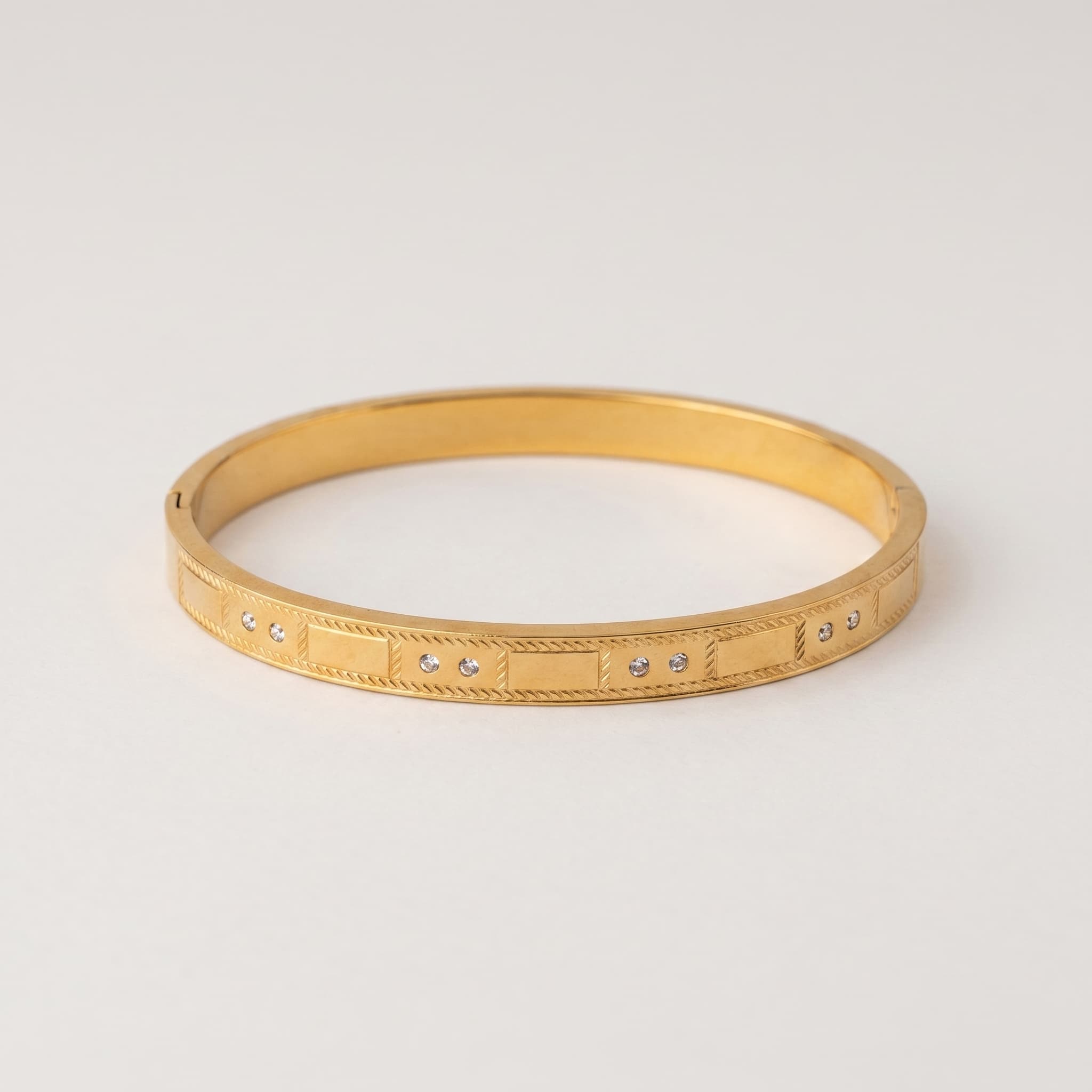 engraved stone studded bangle