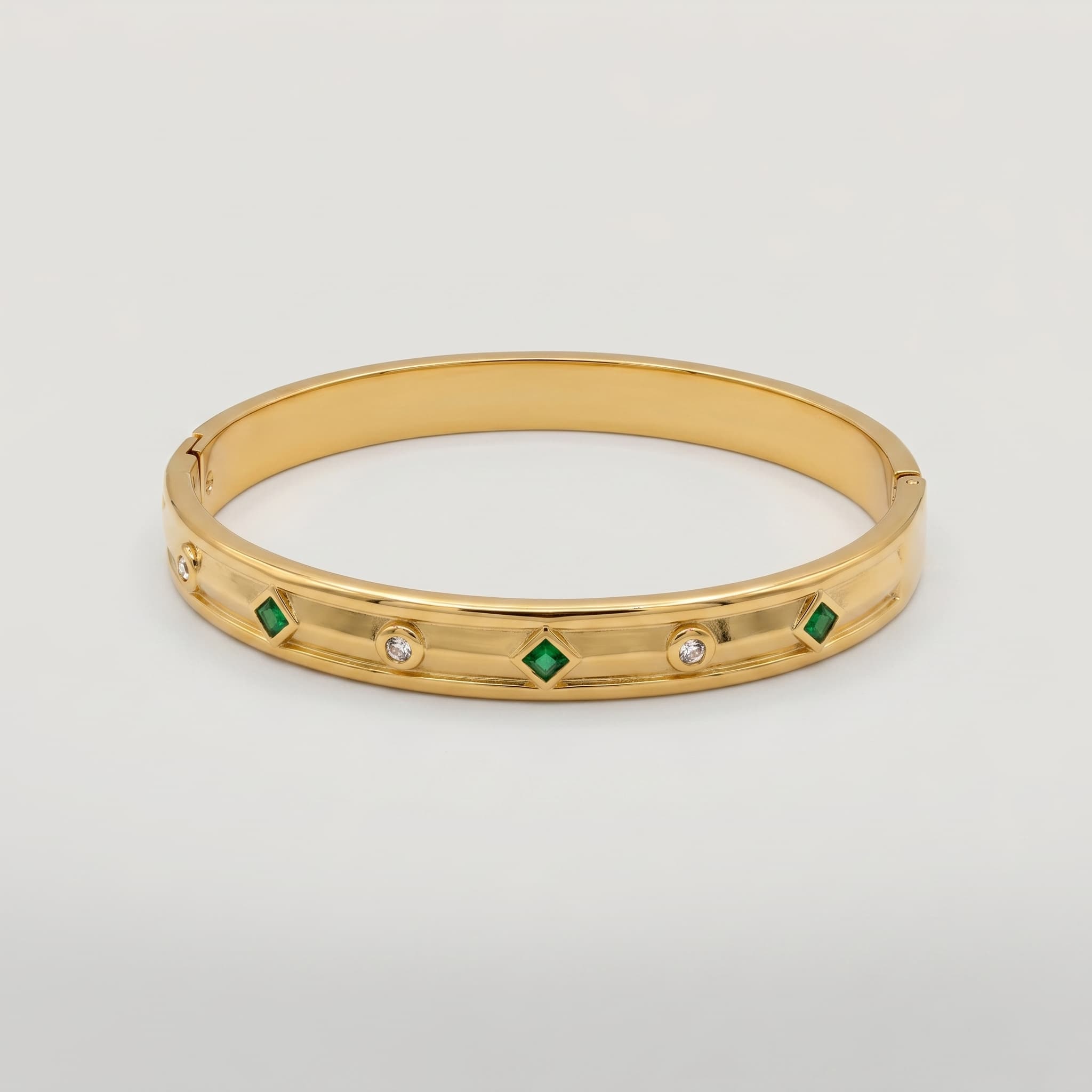 emerald and crystal gold cuff