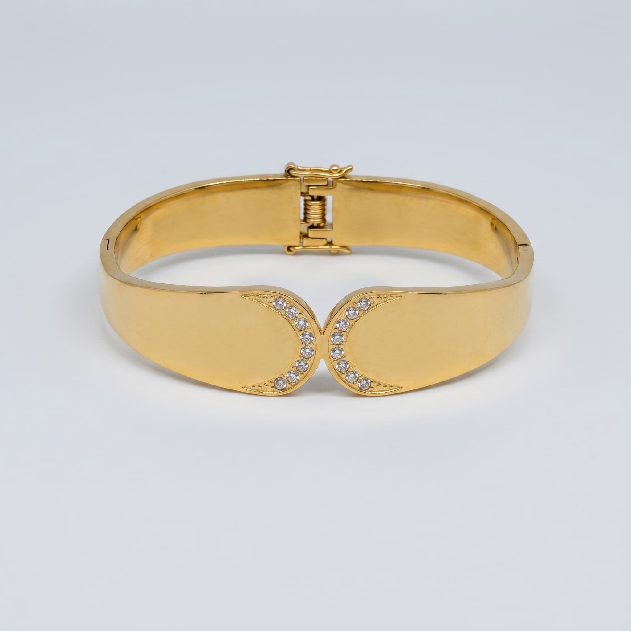half moon gold hinge bracelet