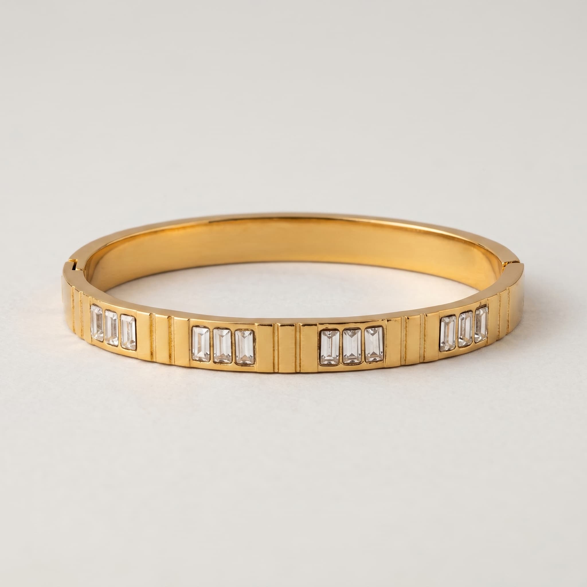 golden baguette stone cuff