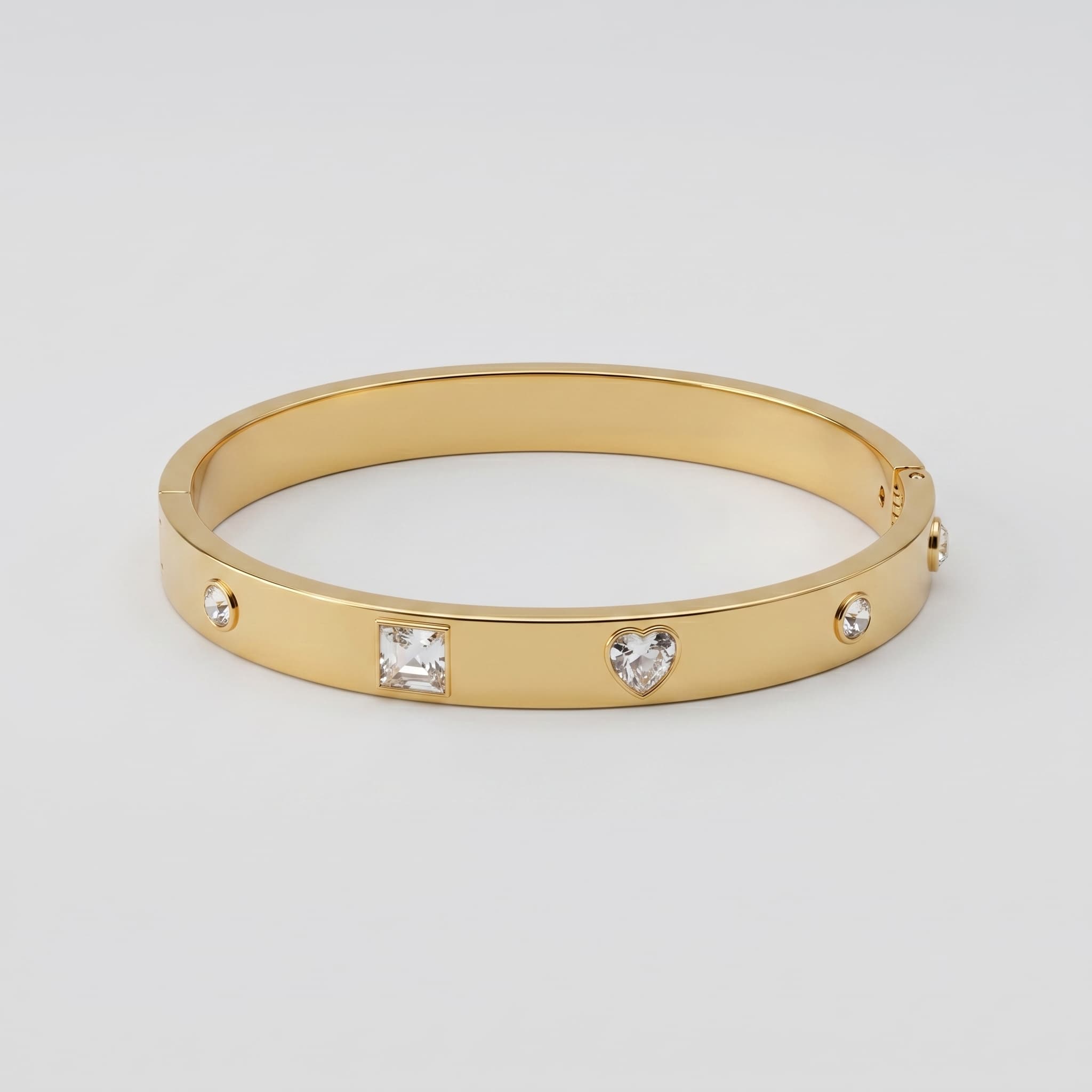 gold charm hinged bangle