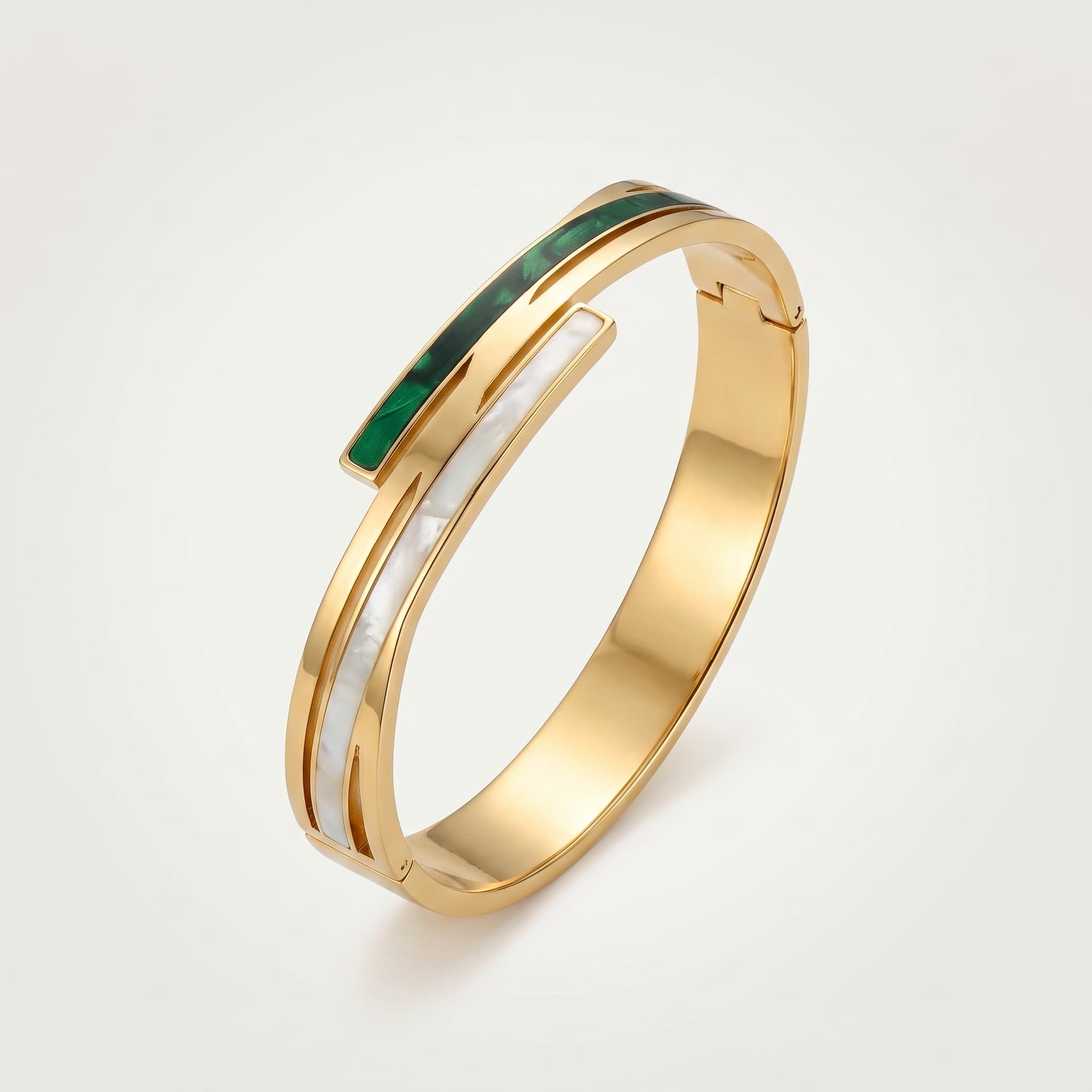 green and white enamel cuff