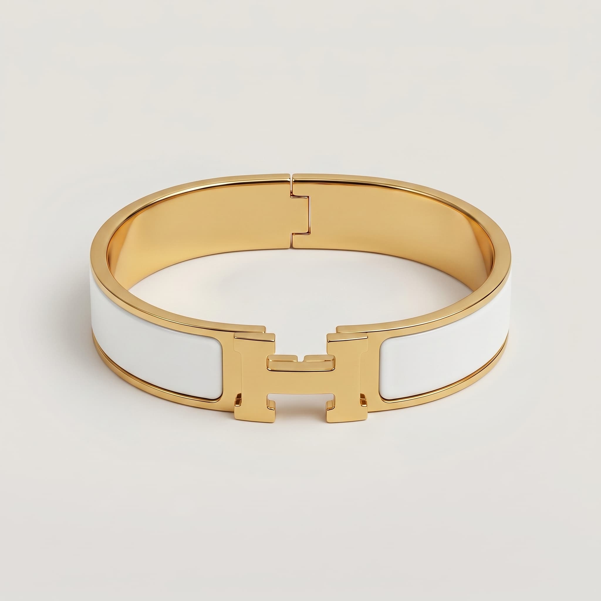white enamel h clasp bracelet