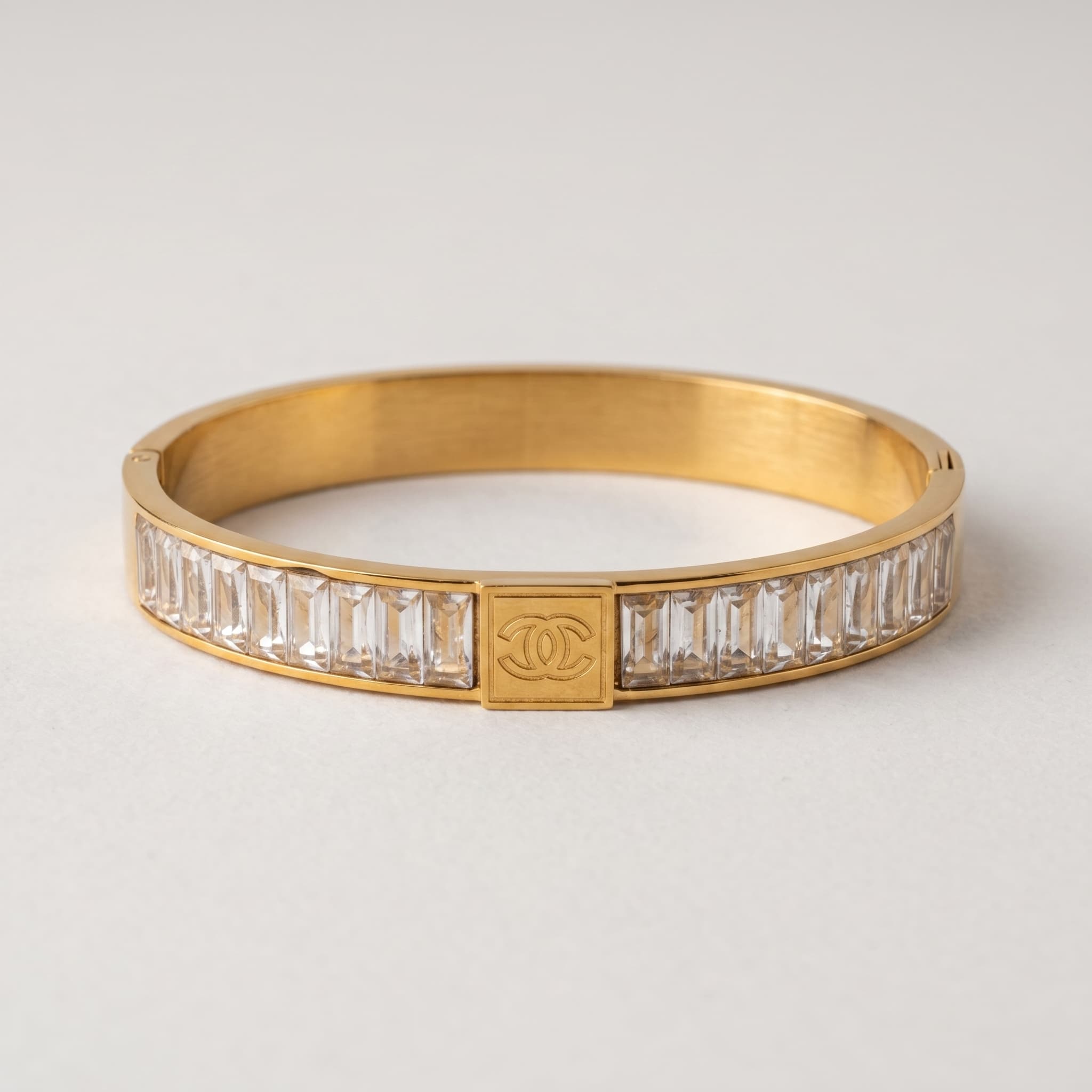 gold crystal baguette cuff