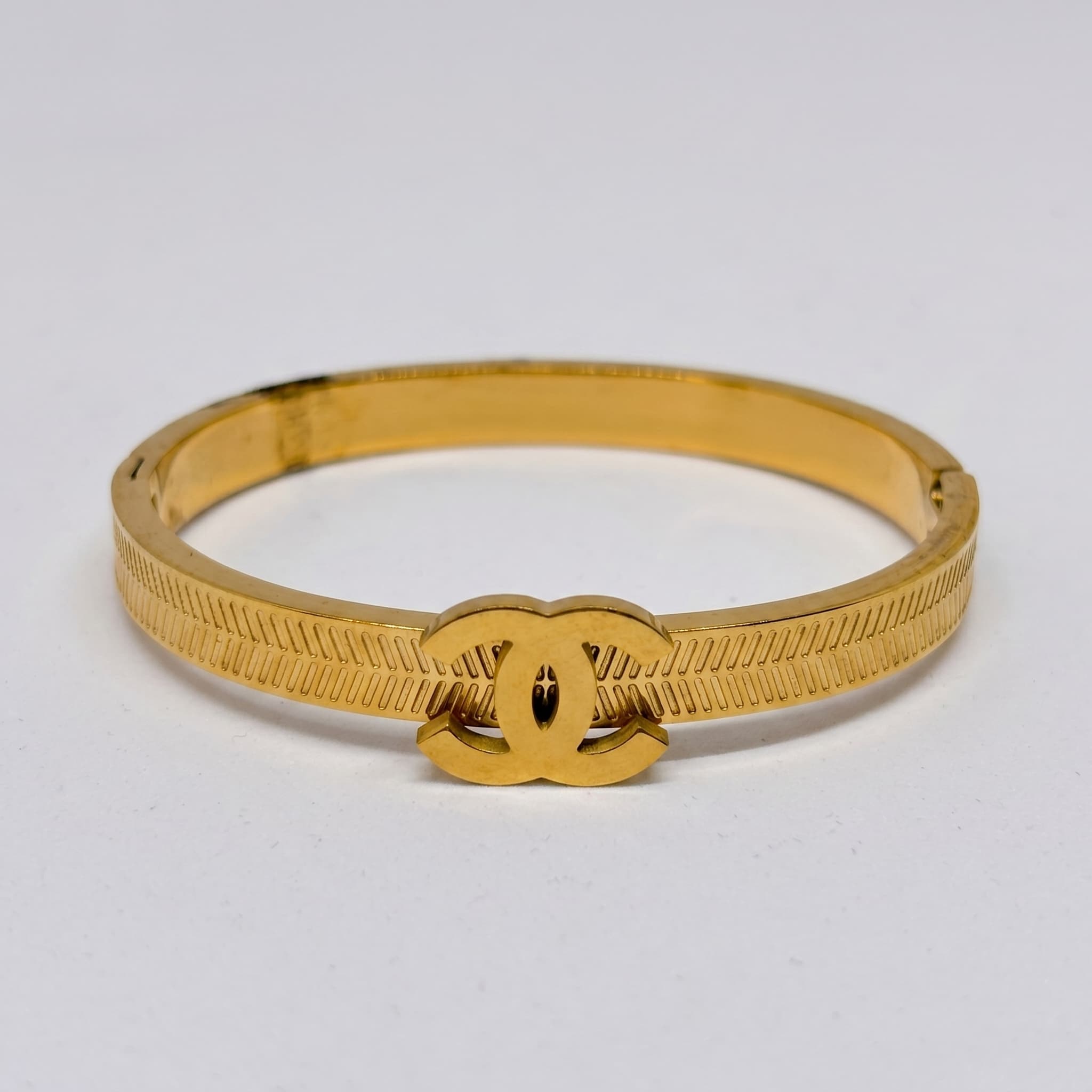classic gold logo bangle