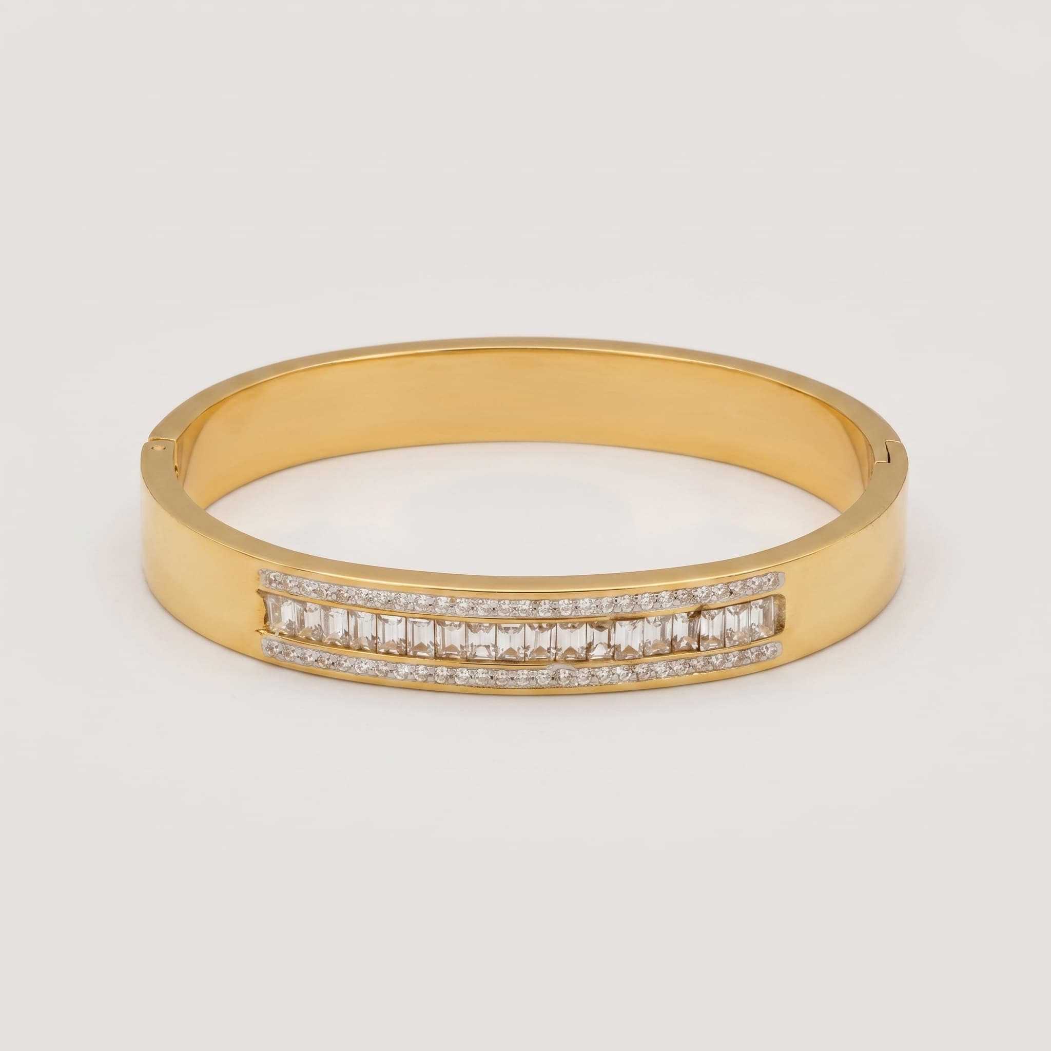 classic stone studded gold cuff