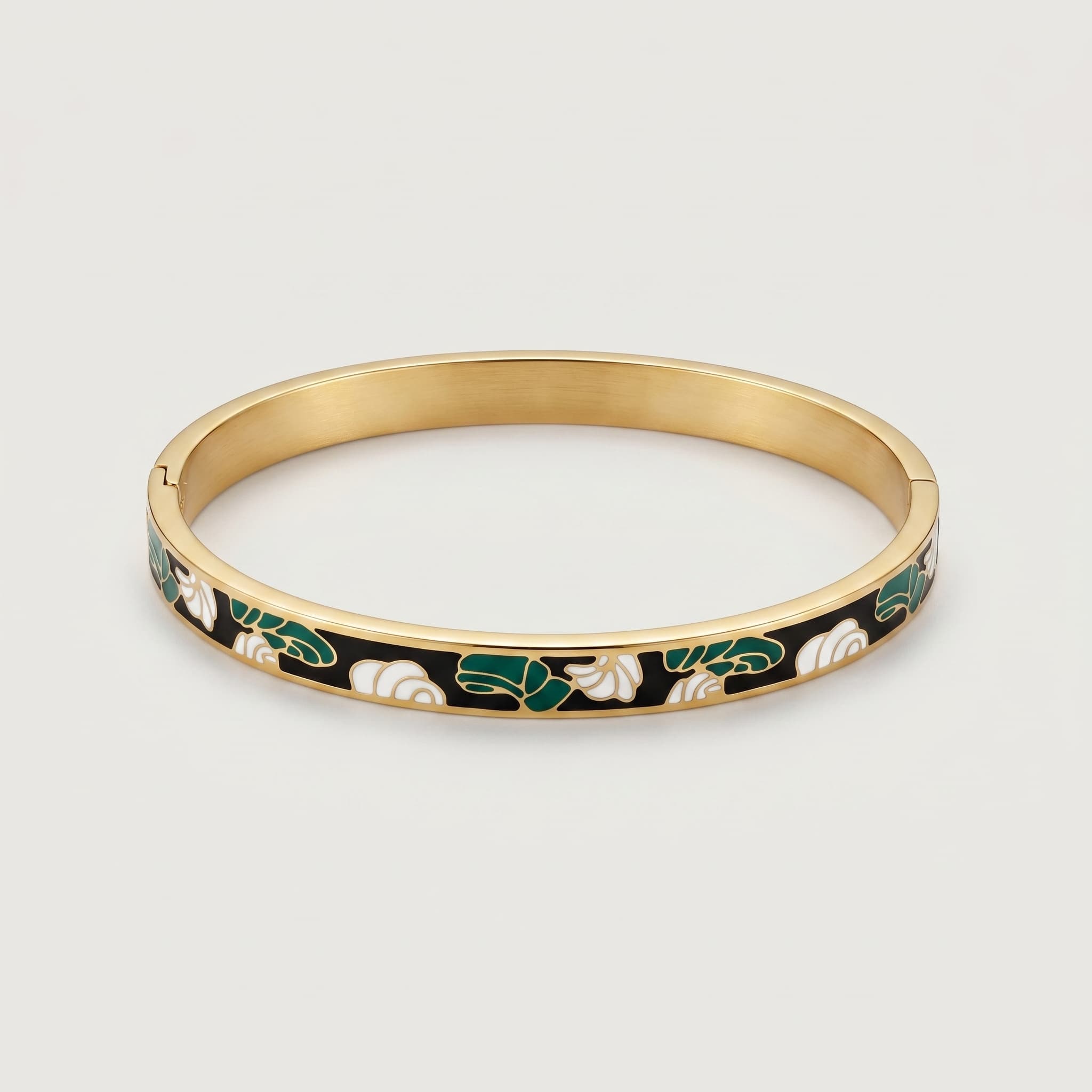 enamel floral gold bangle