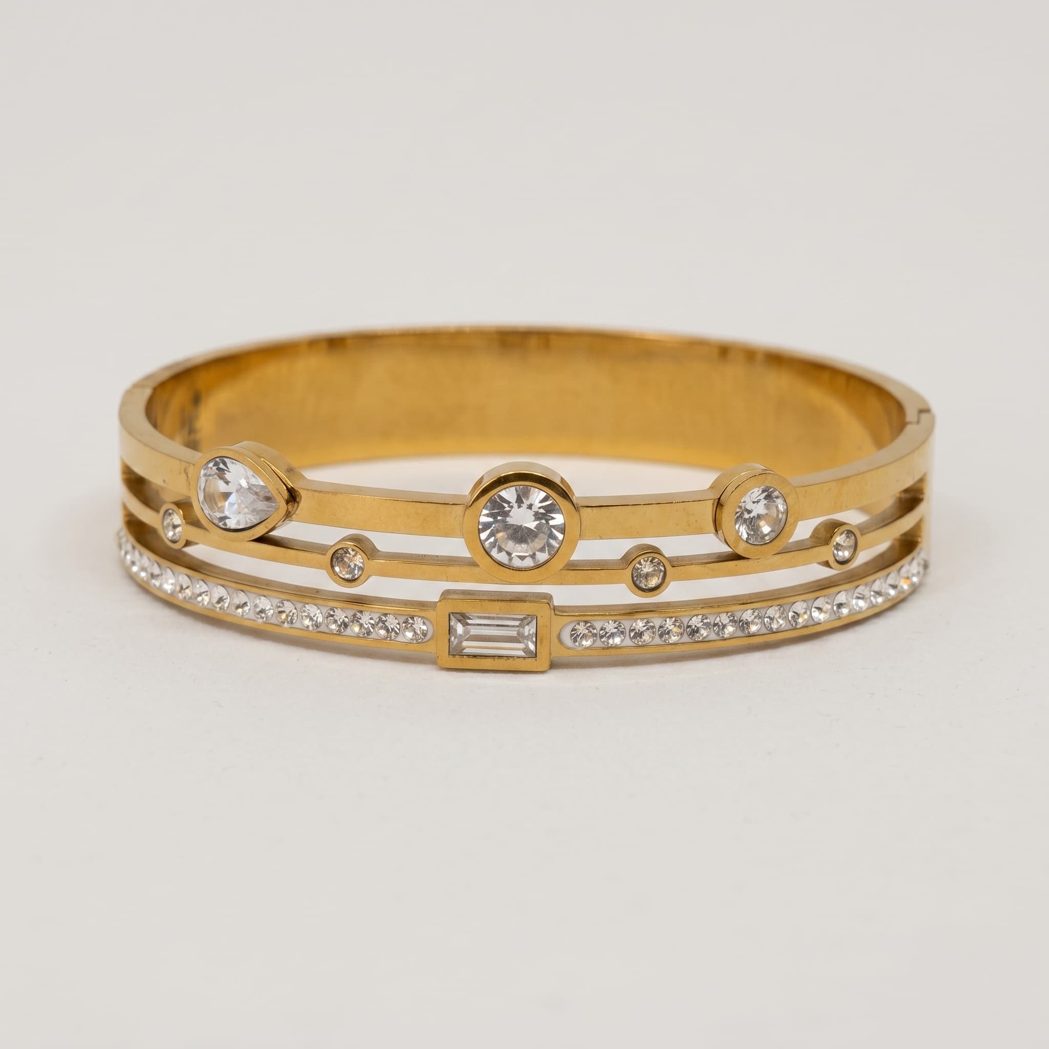 layered crystal gold cuff