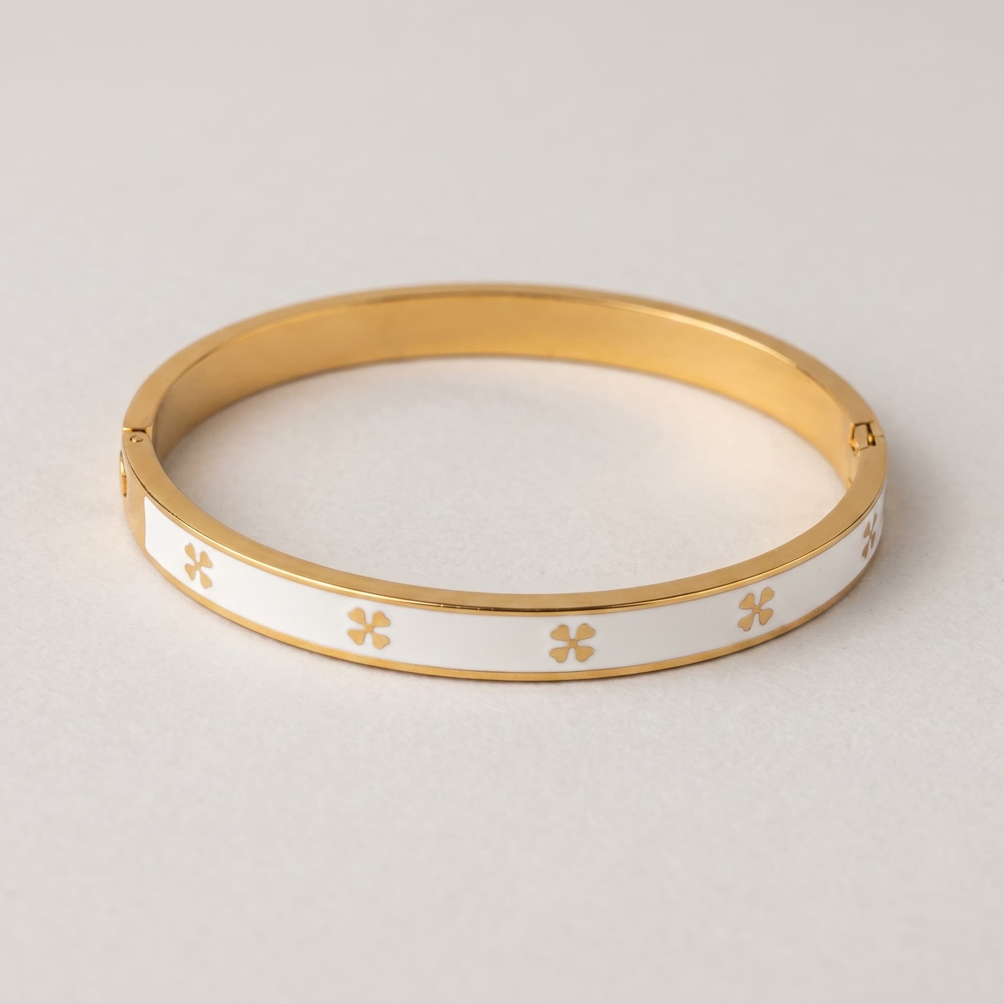 enamel flower gold cuff