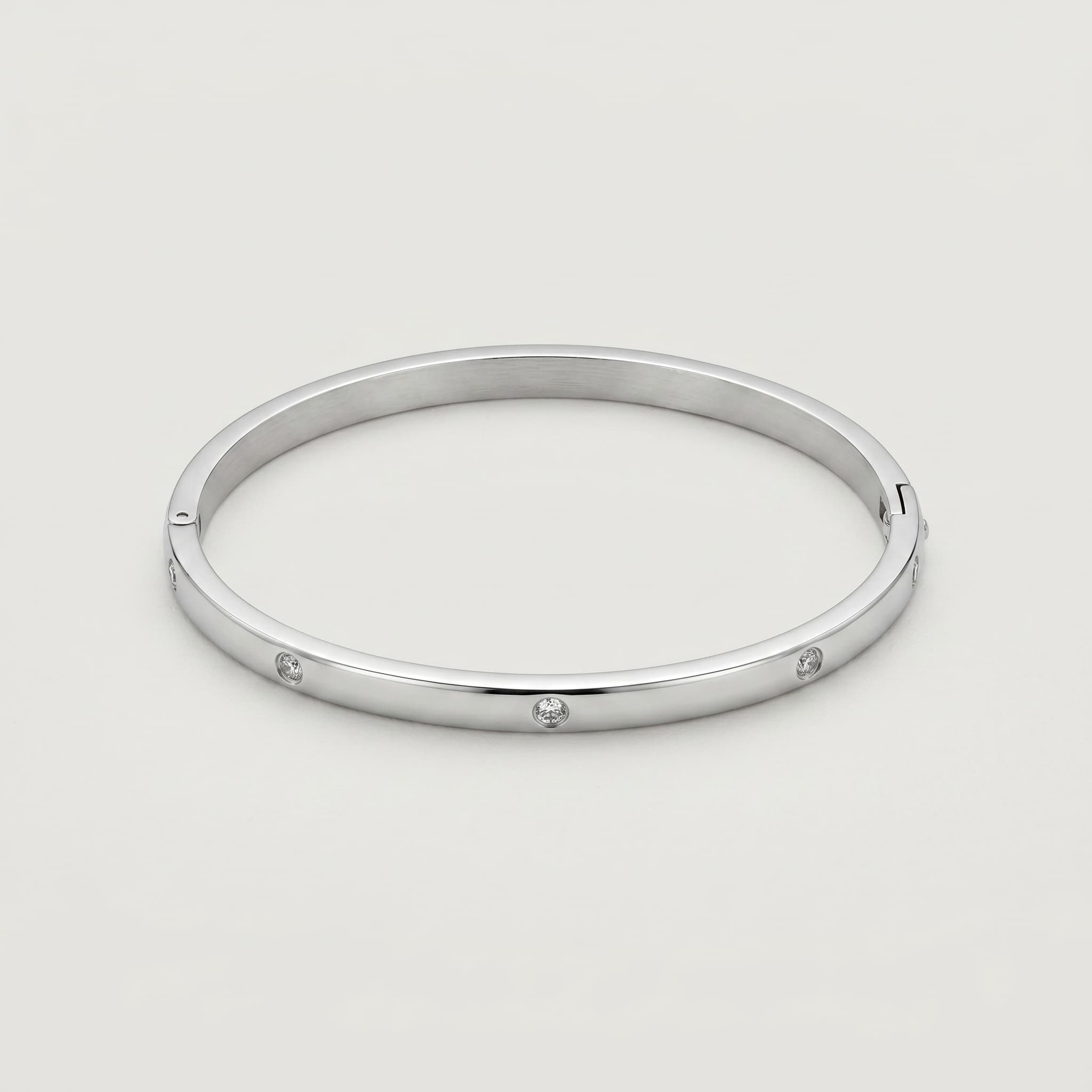 simple silver stone bangle
