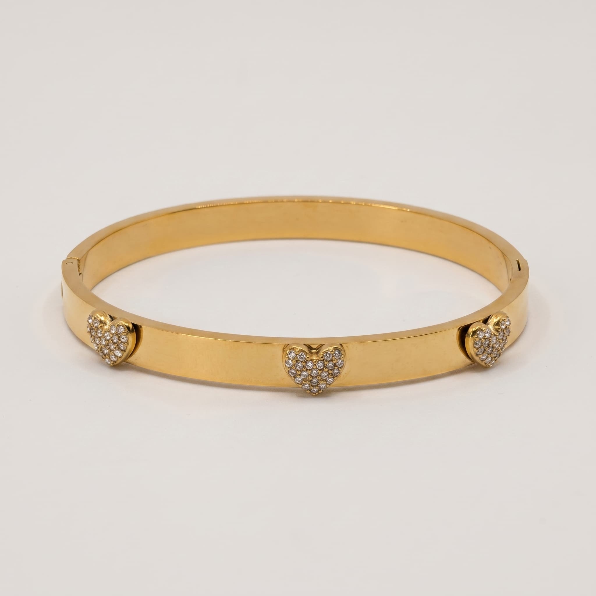 golden heart studded bangle