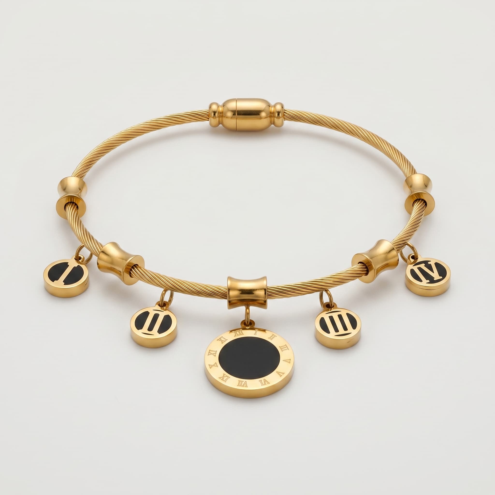 roman numeral charm cable bracelet