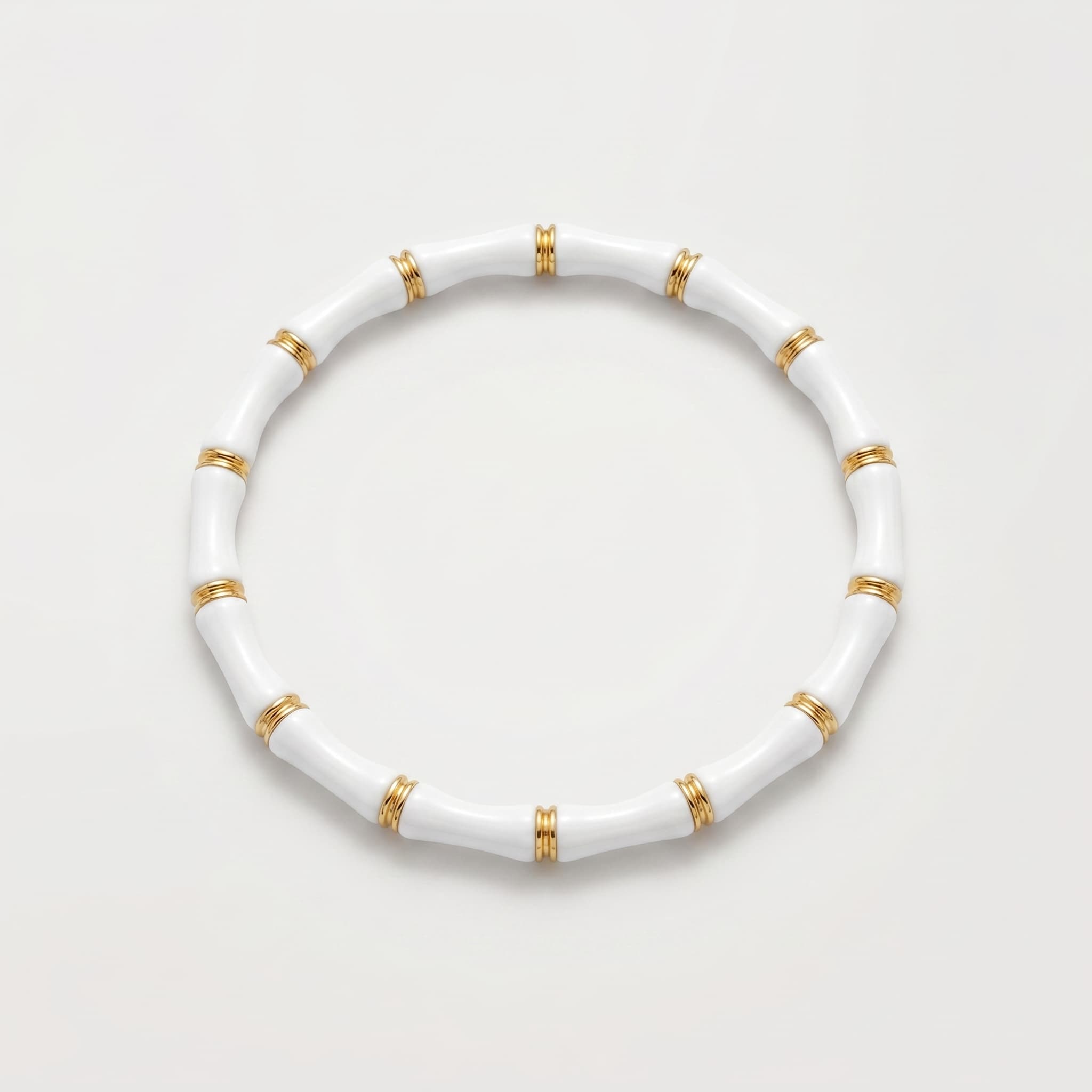 bamboo inspired white beaded bracelet