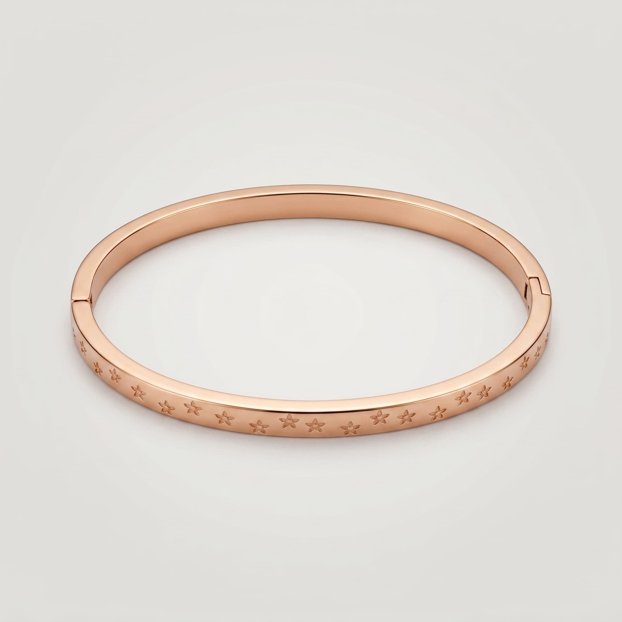 dainty flower etched bangle