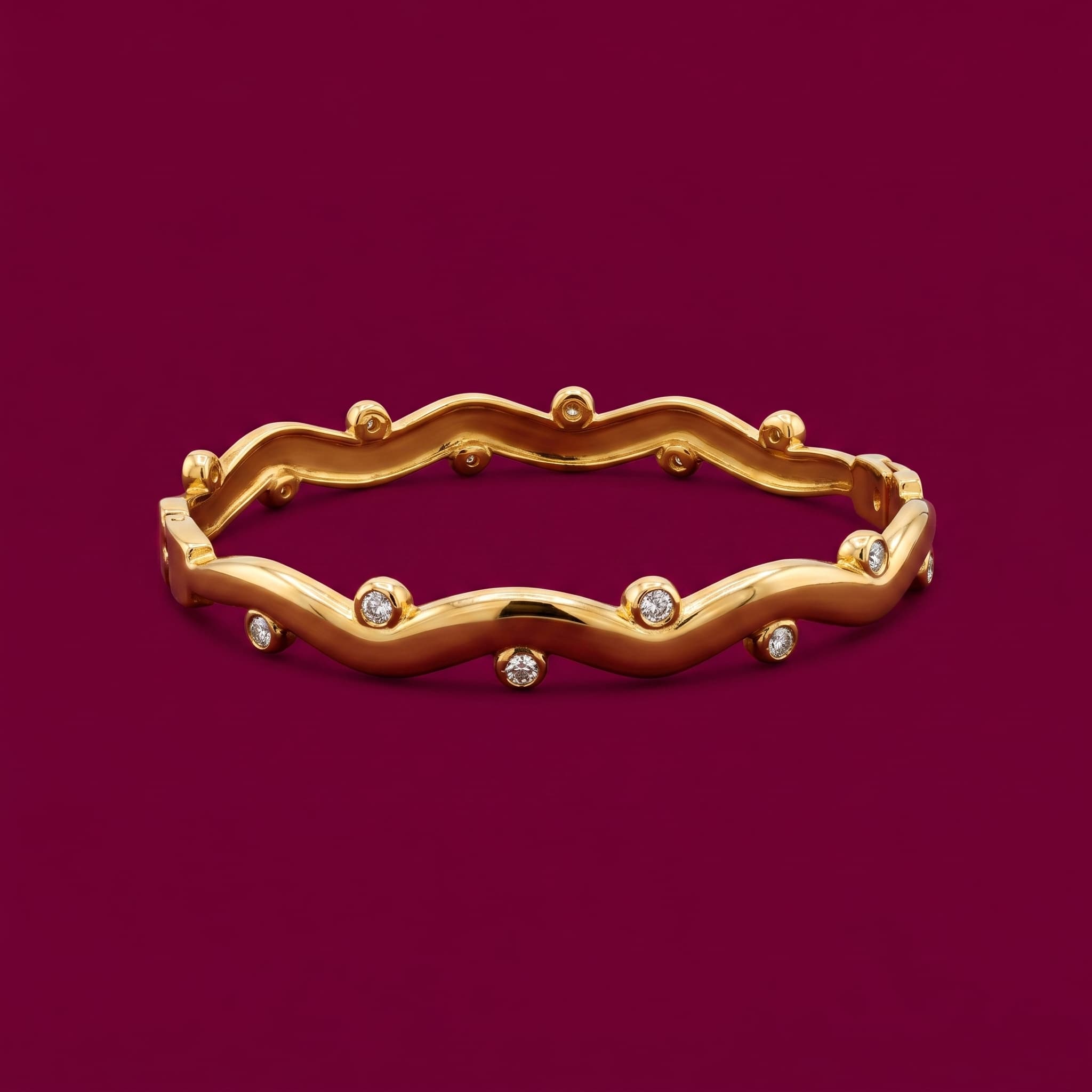 wavy gold stone bangle