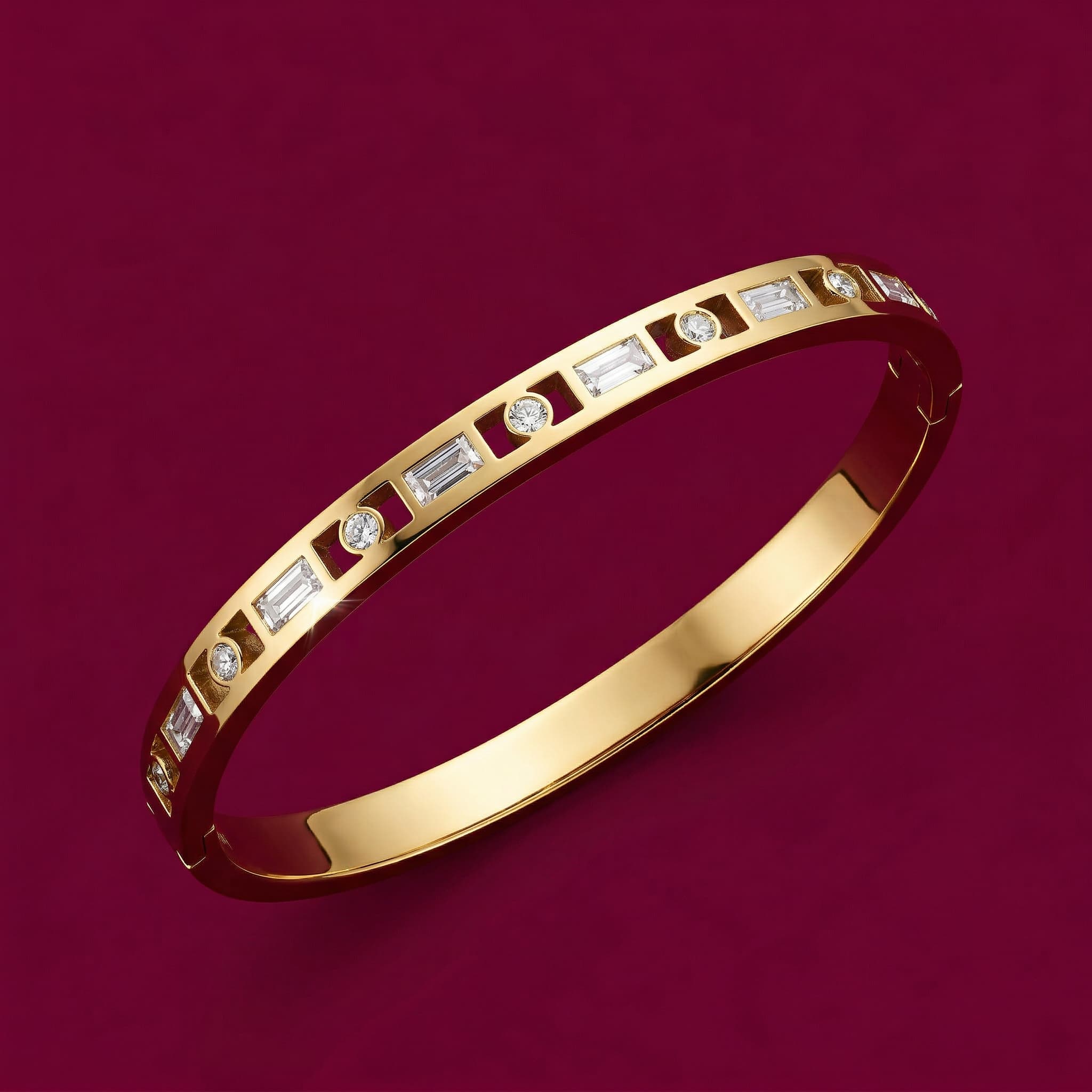 golden baguette stone bracelet