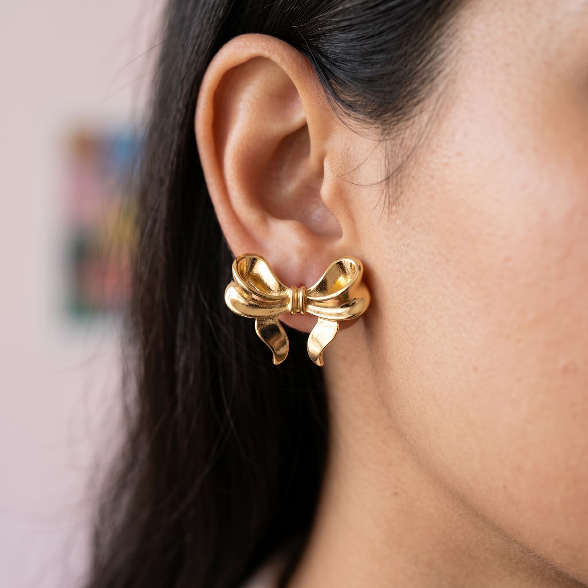 little gold bow studs