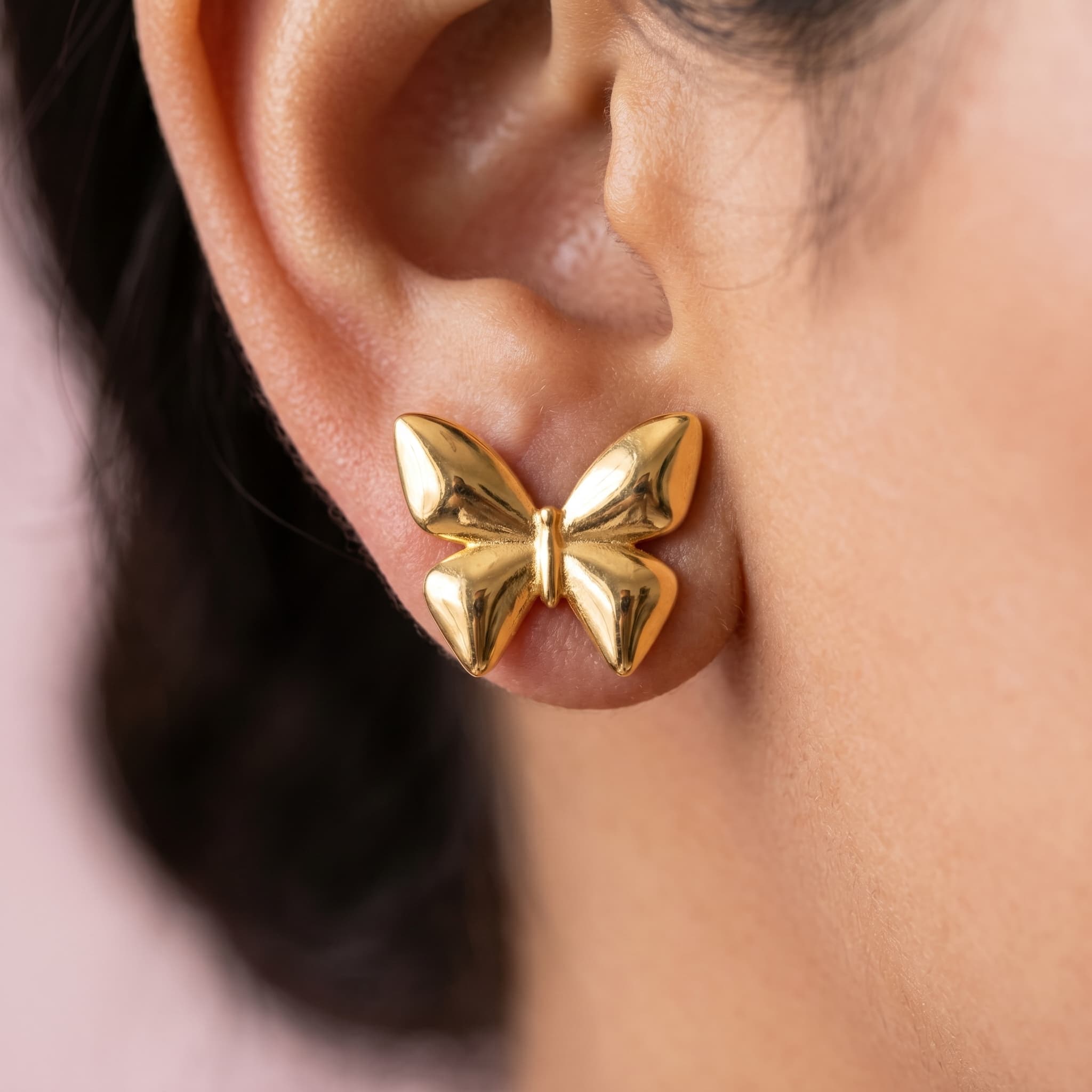 little gold butterfly studs