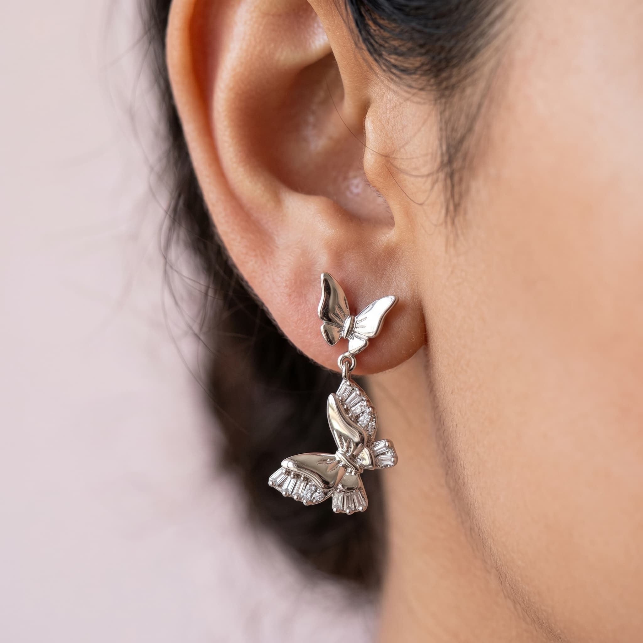 fluttery silver butterfly drops