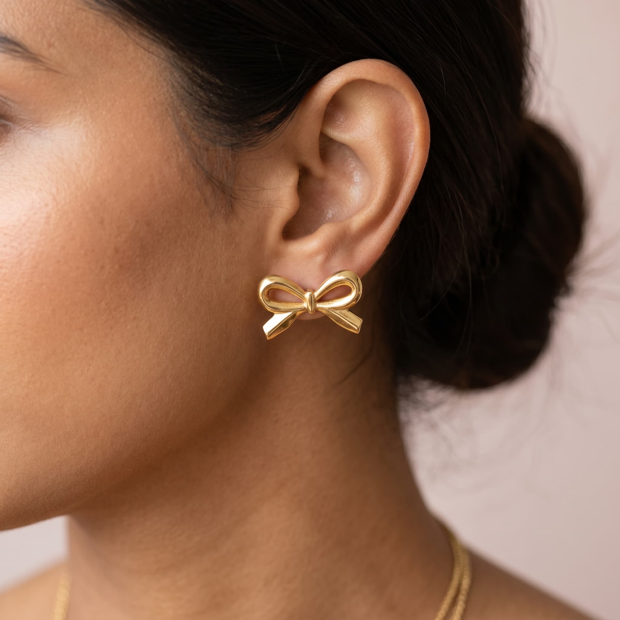little gold bow studs