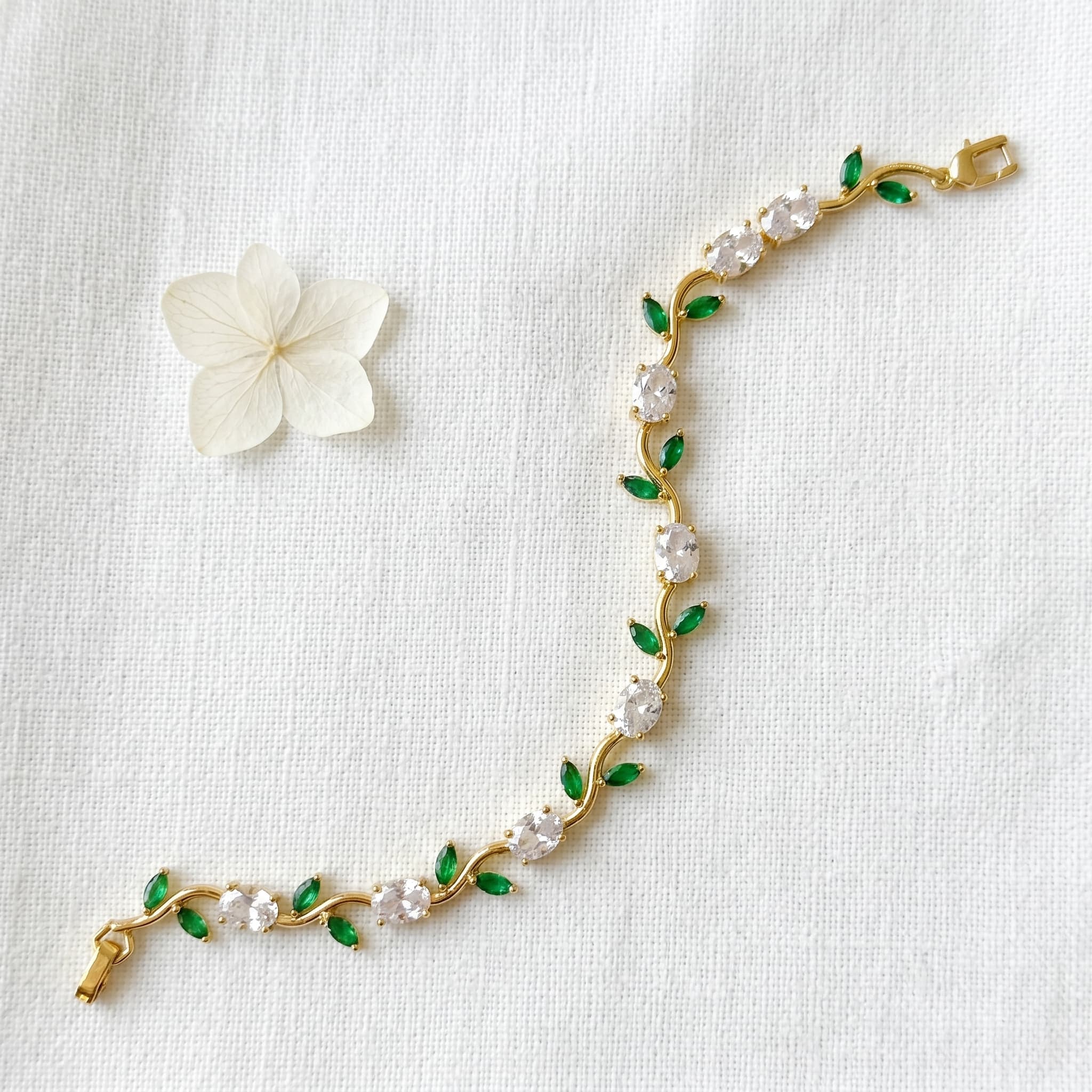 emerald leaf vine bracelet