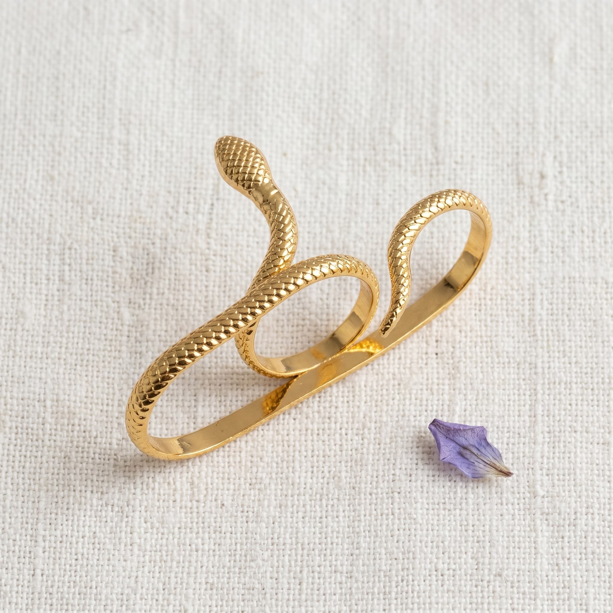 double finger gold snake ring