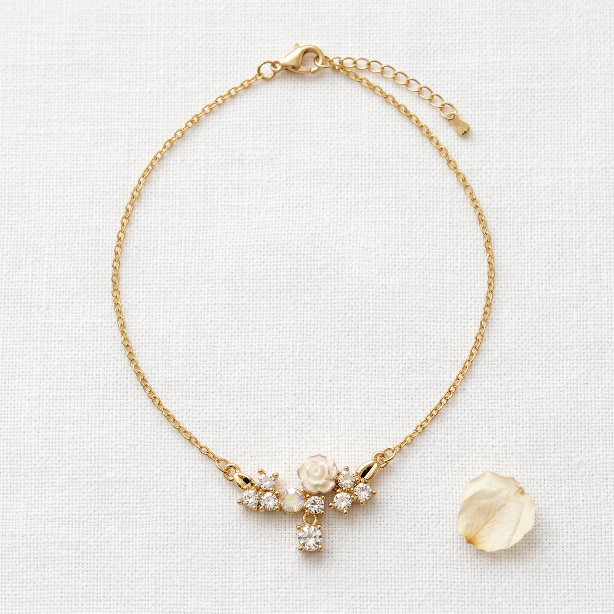 dainty floral crystal charm necklace