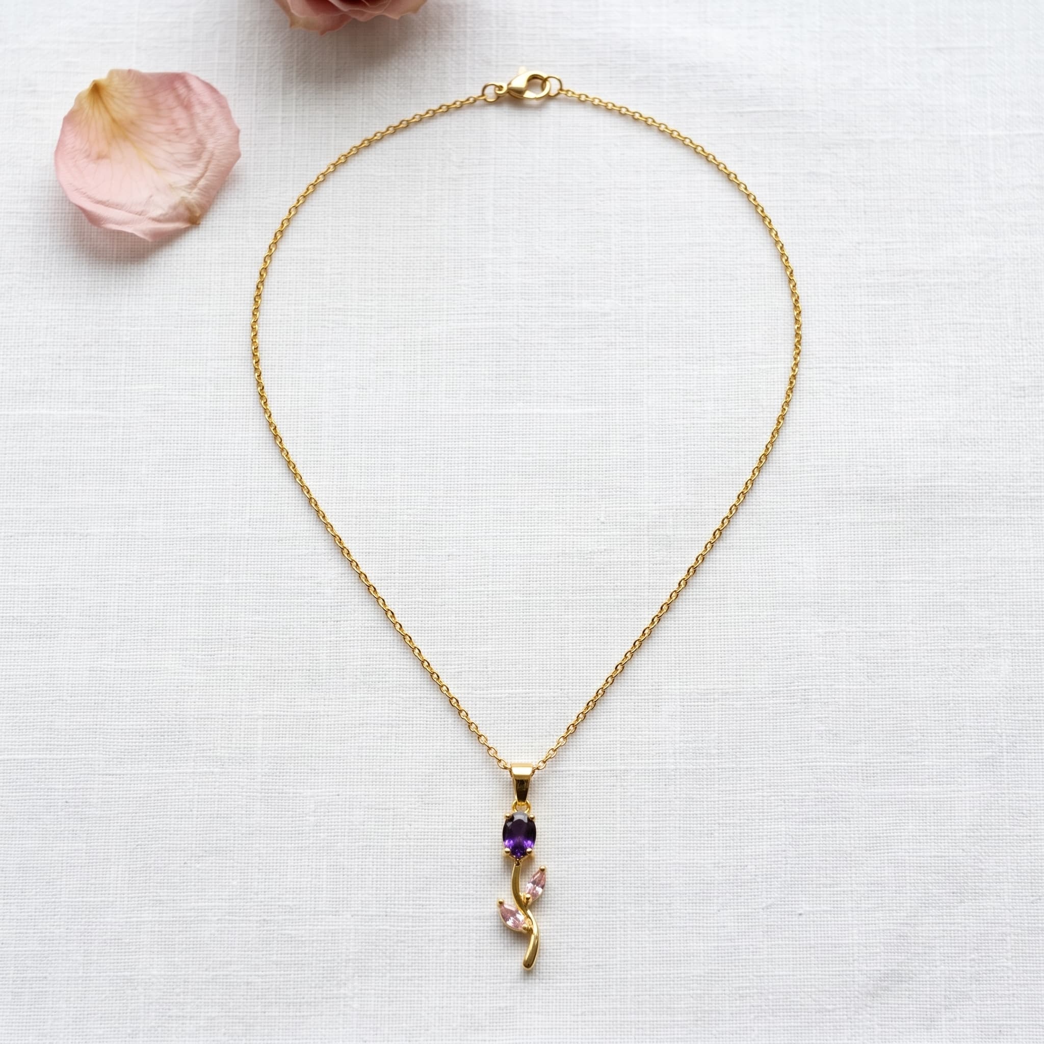dainty purple floral pendant