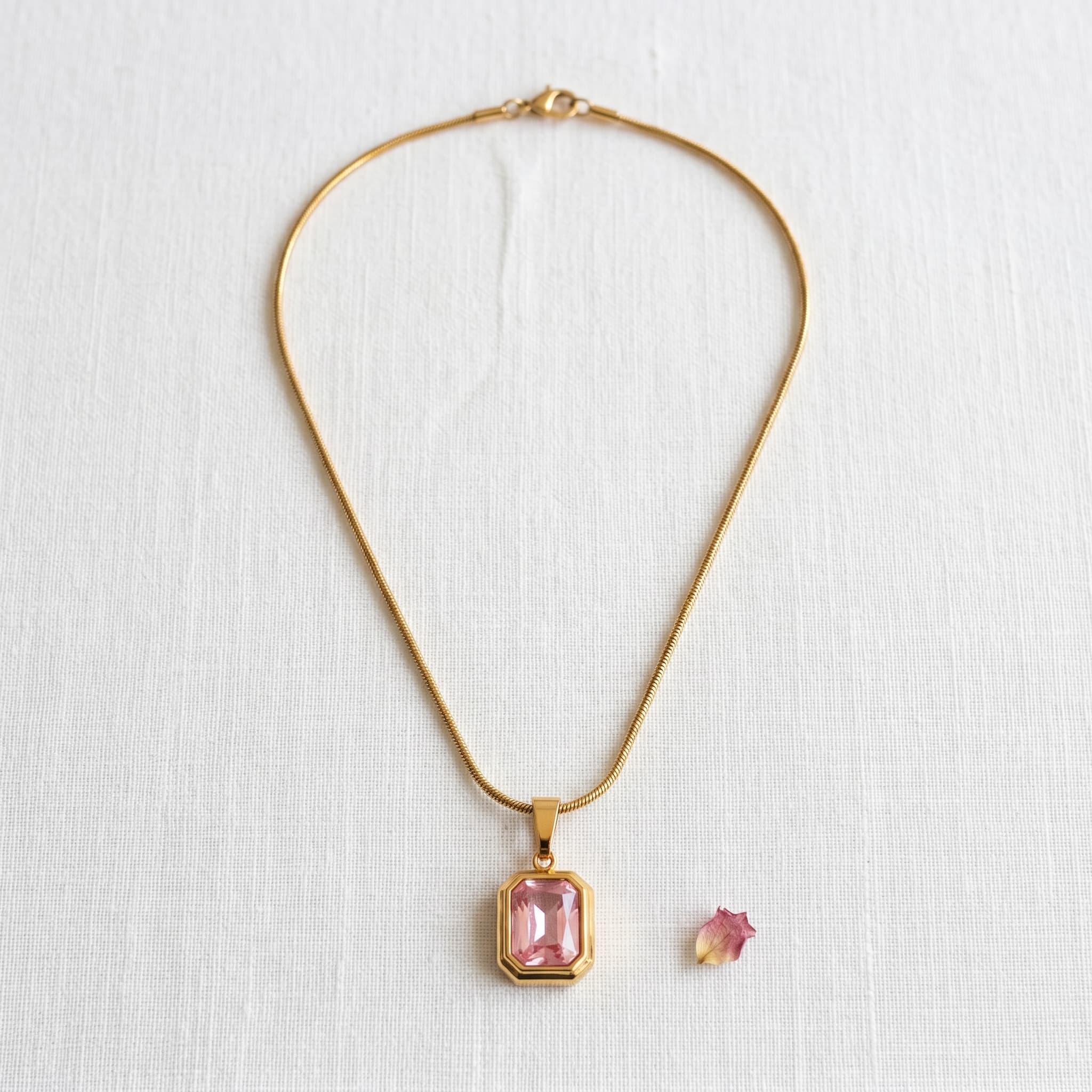 pink gem gold pendant