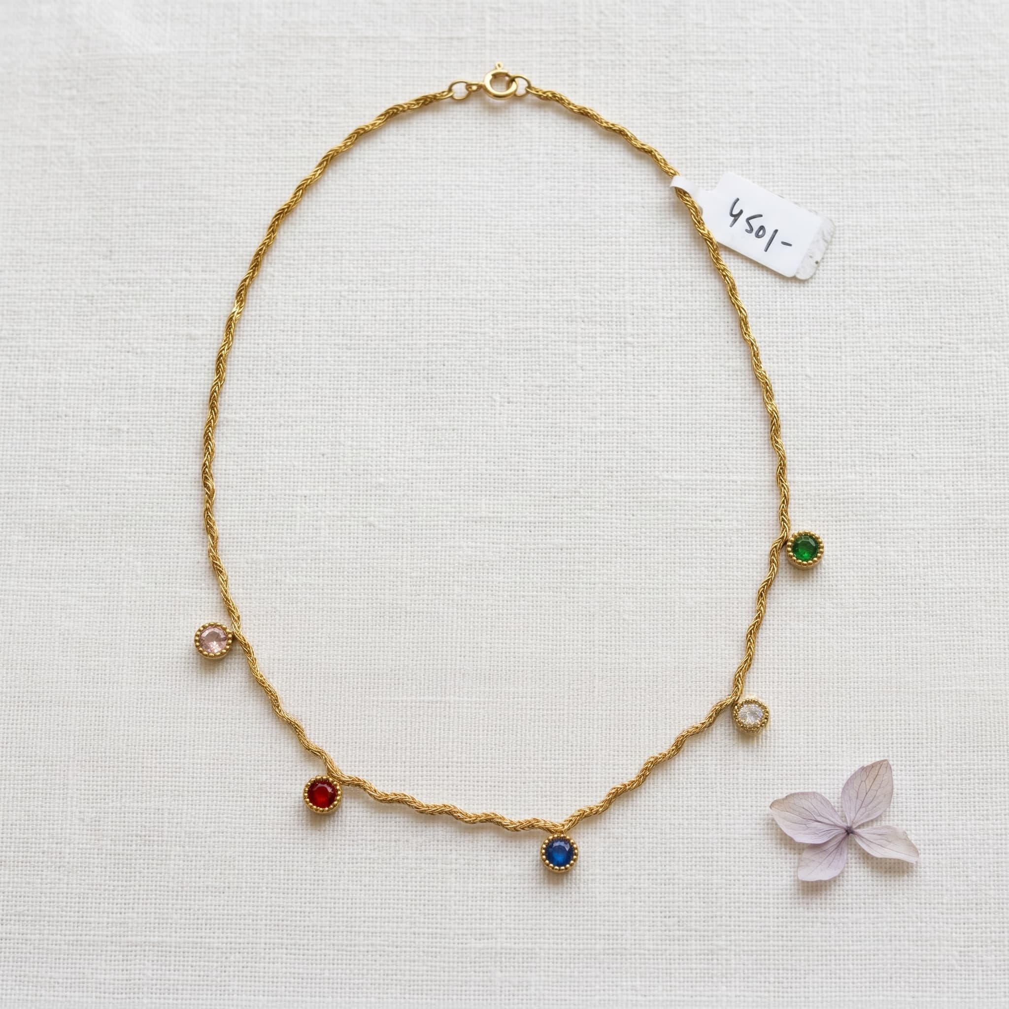 multicolour stone gold chain