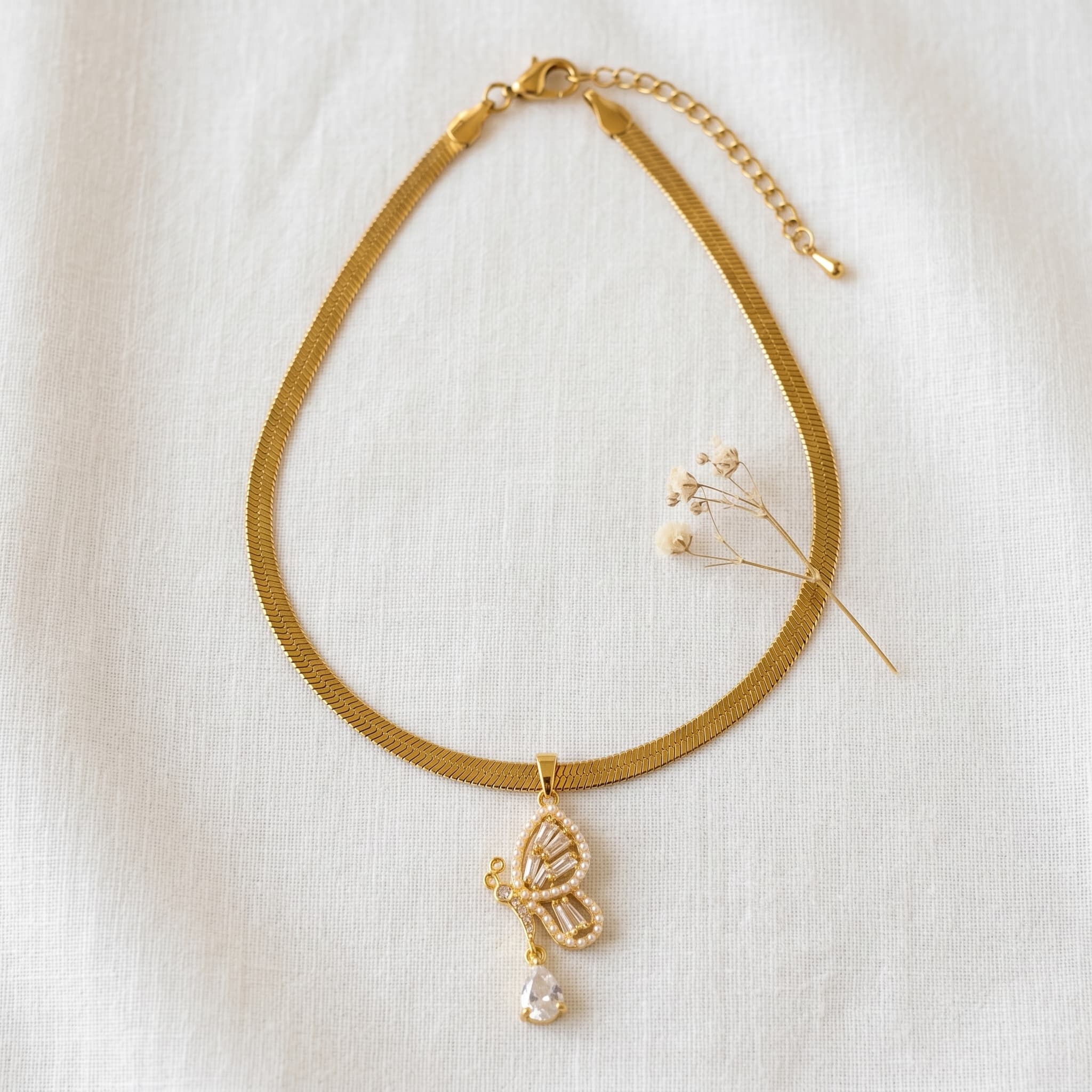 golden butterfly charm necklace