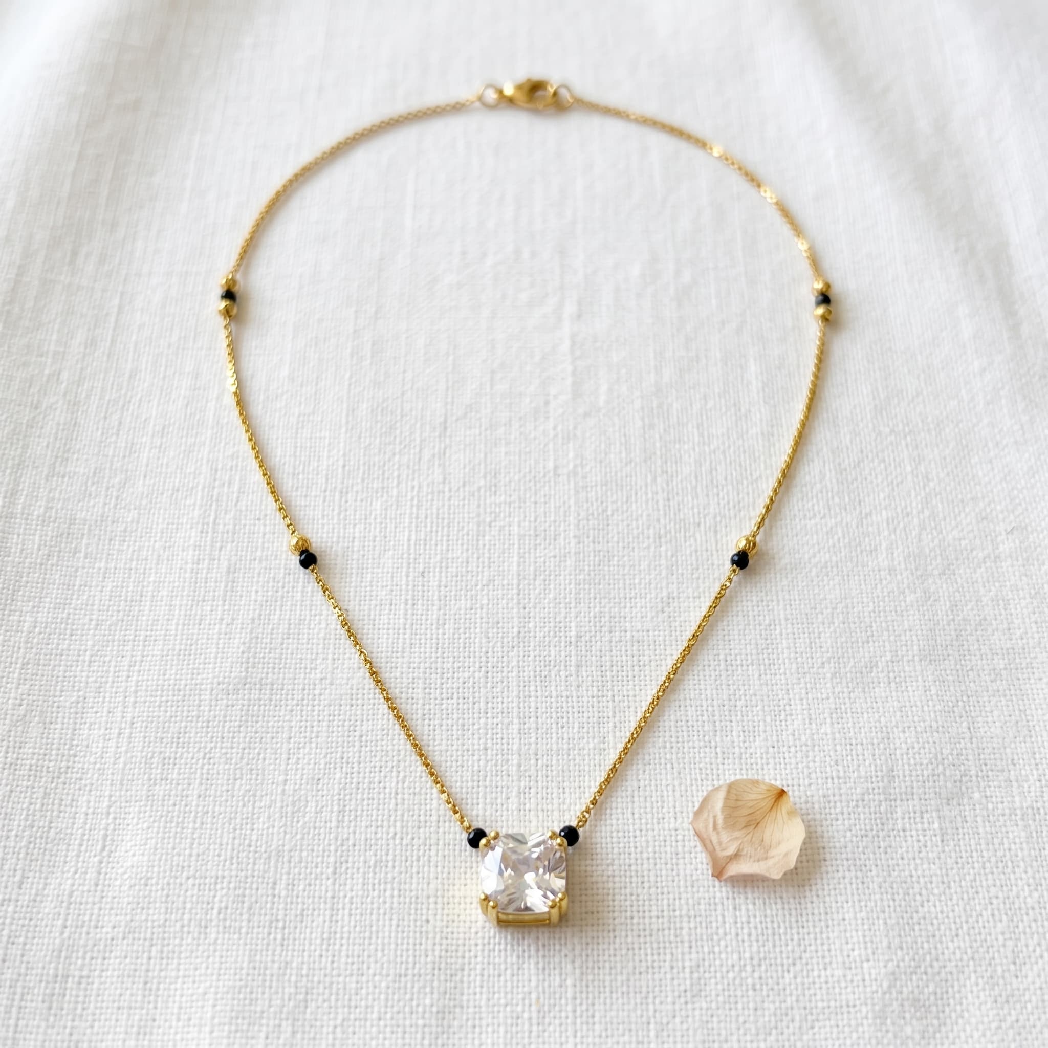 dainty stone gold chain