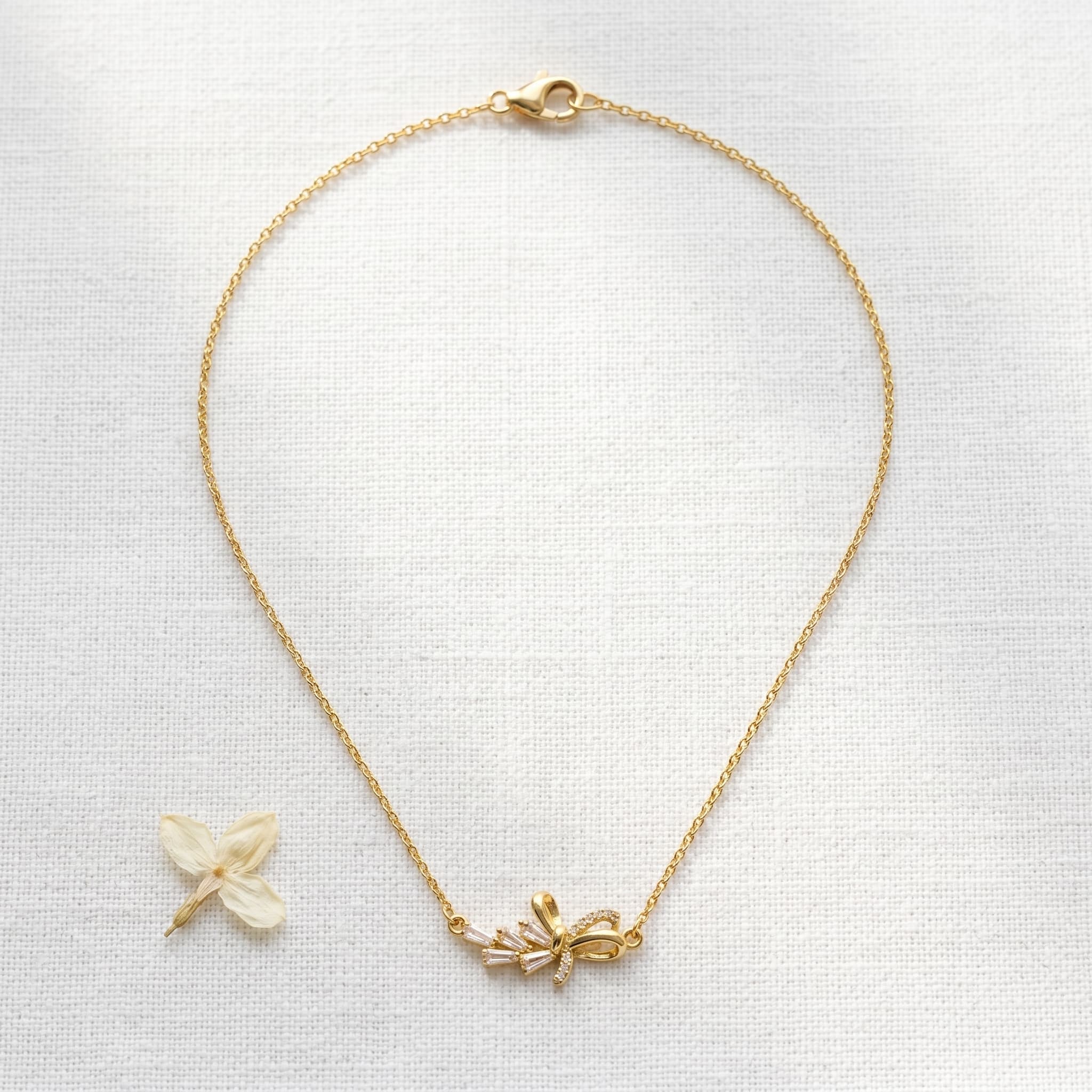 dainty bow charm necklace