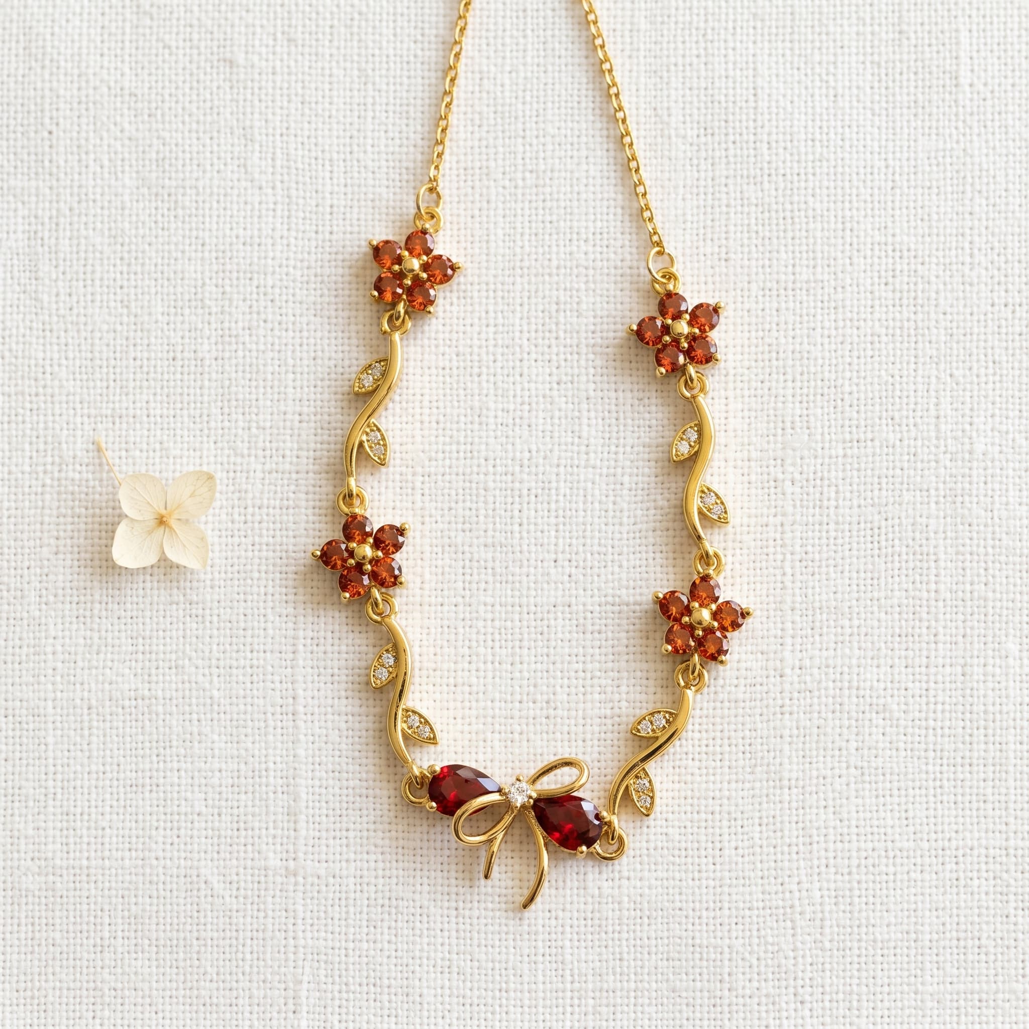 ruby floral vine necklace