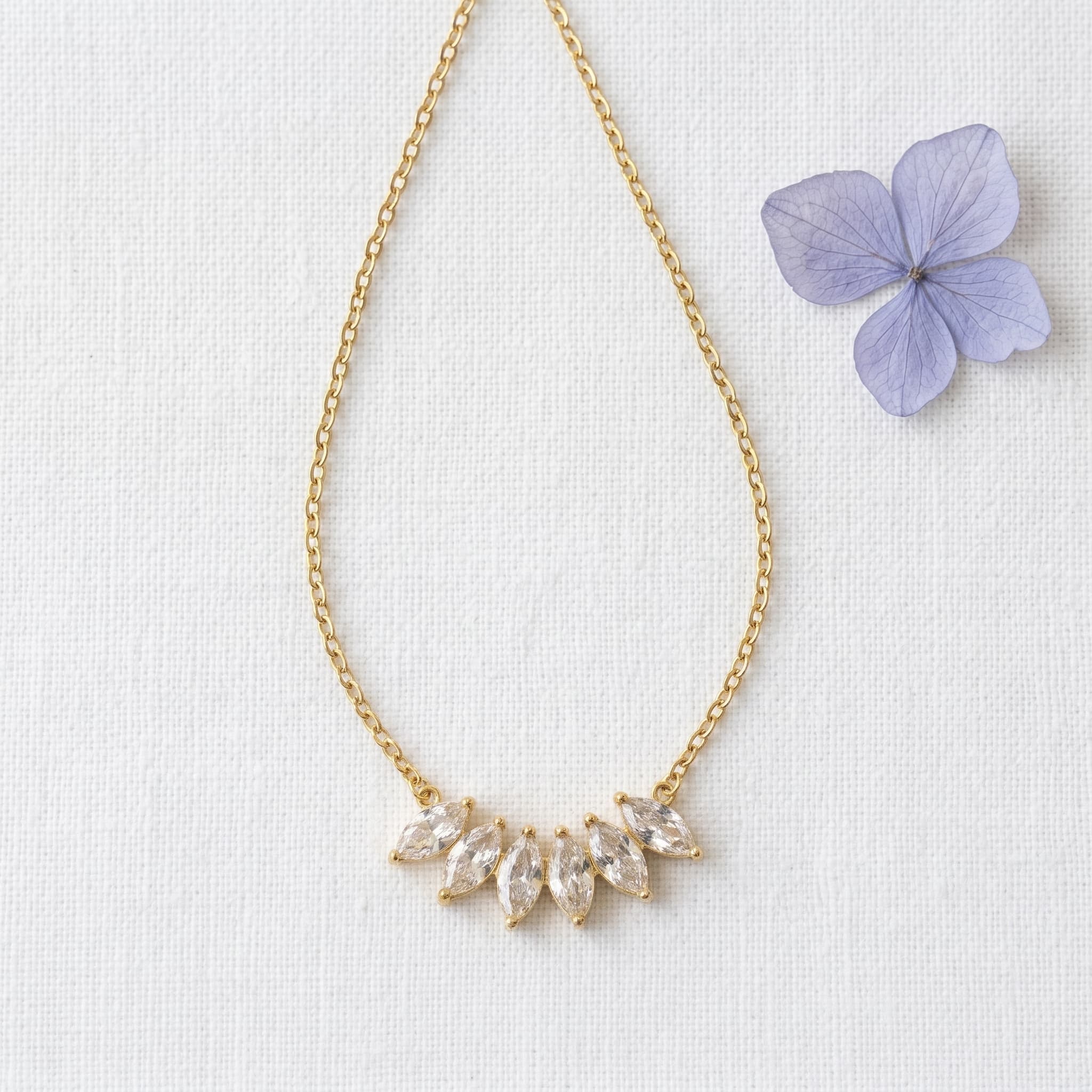 dainty marquise crystal gold chain
