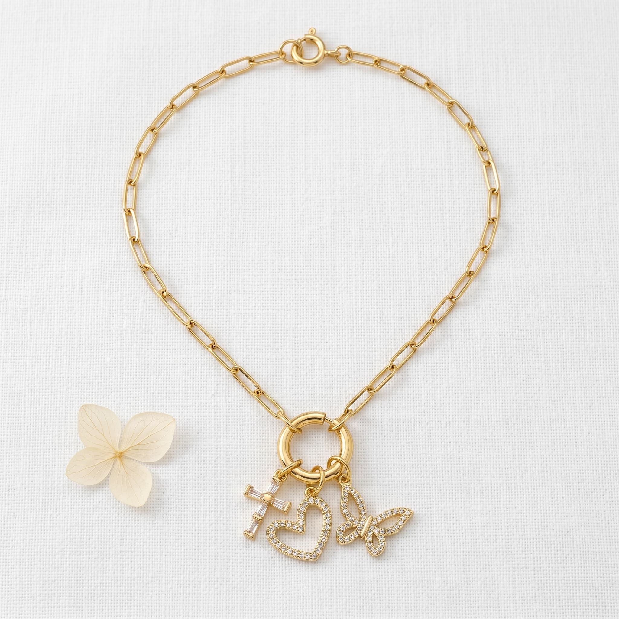 mixed charm link necklace
