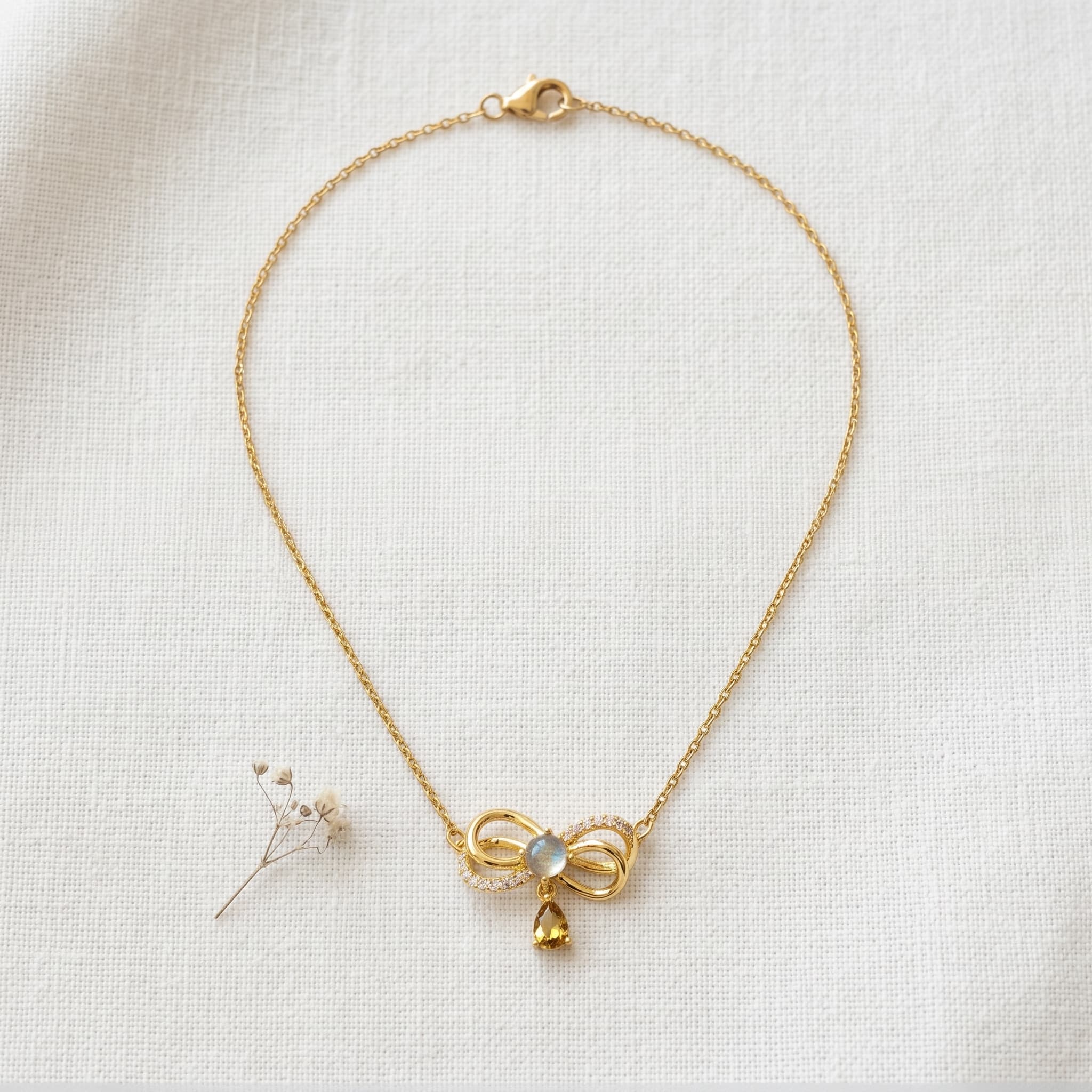 dainty bow charm necklace