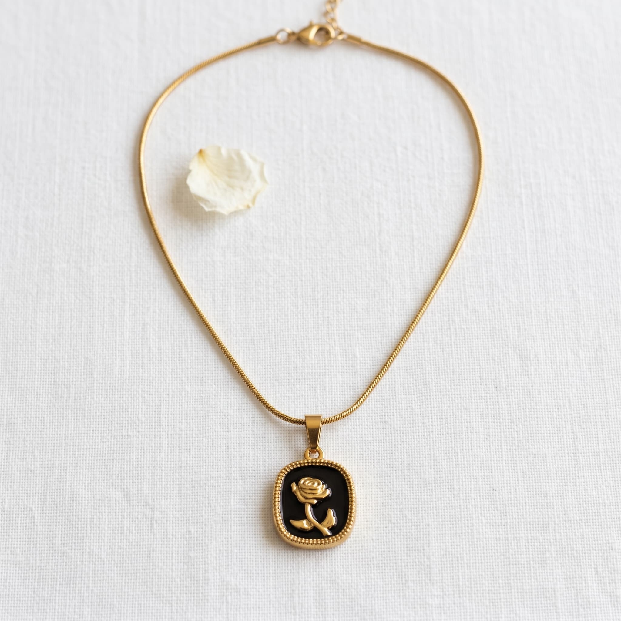 black rose pendant necklace